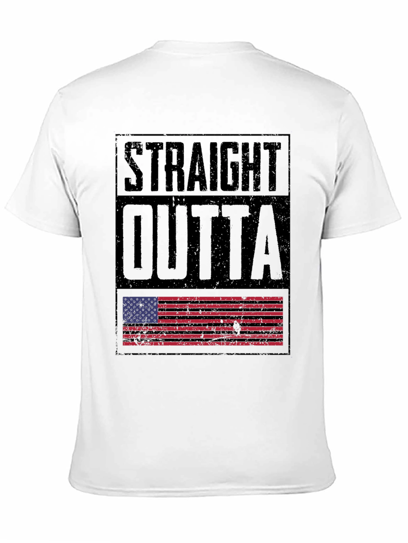Straight Outta America T-Shirt - Distressed US Flag Design