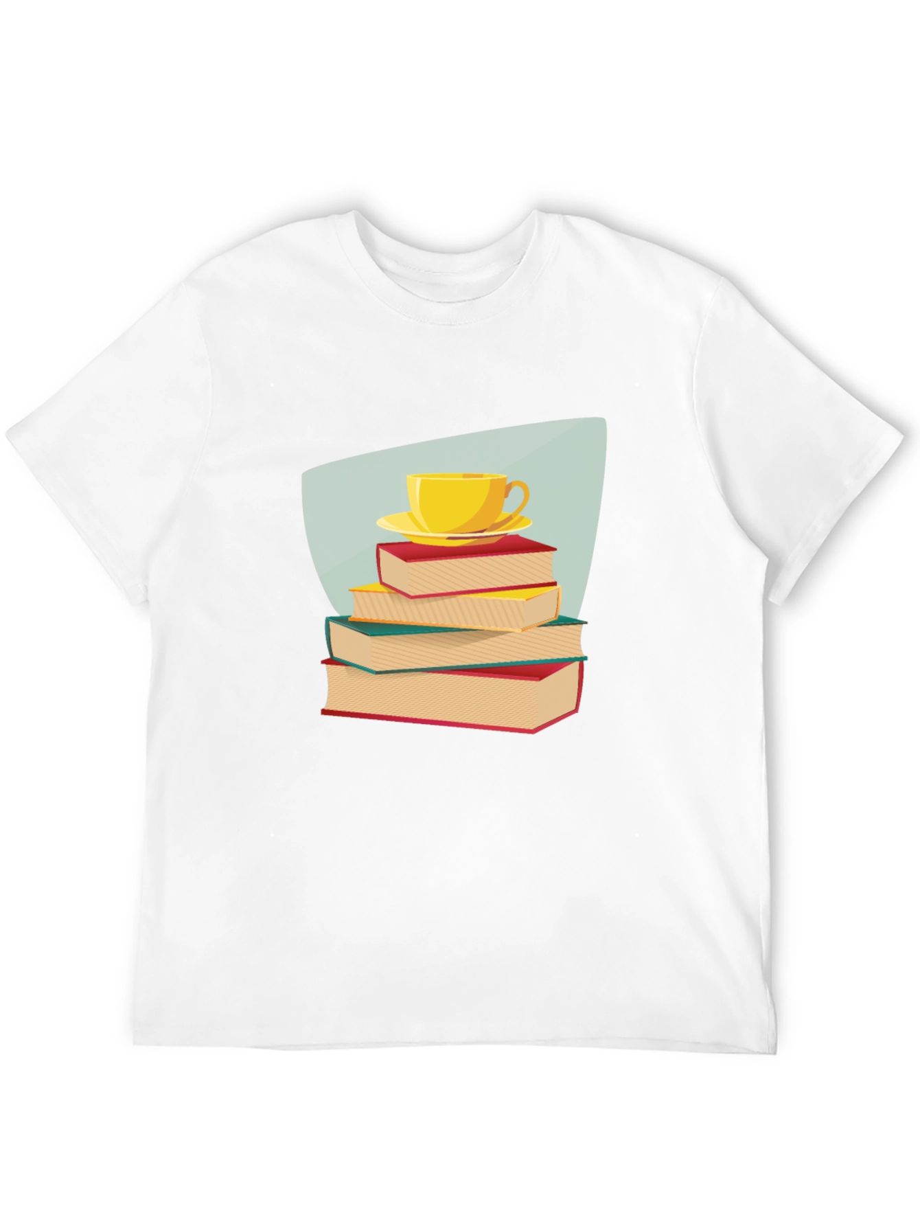 Book Lover T-Shirt - Stacked Books & Tea