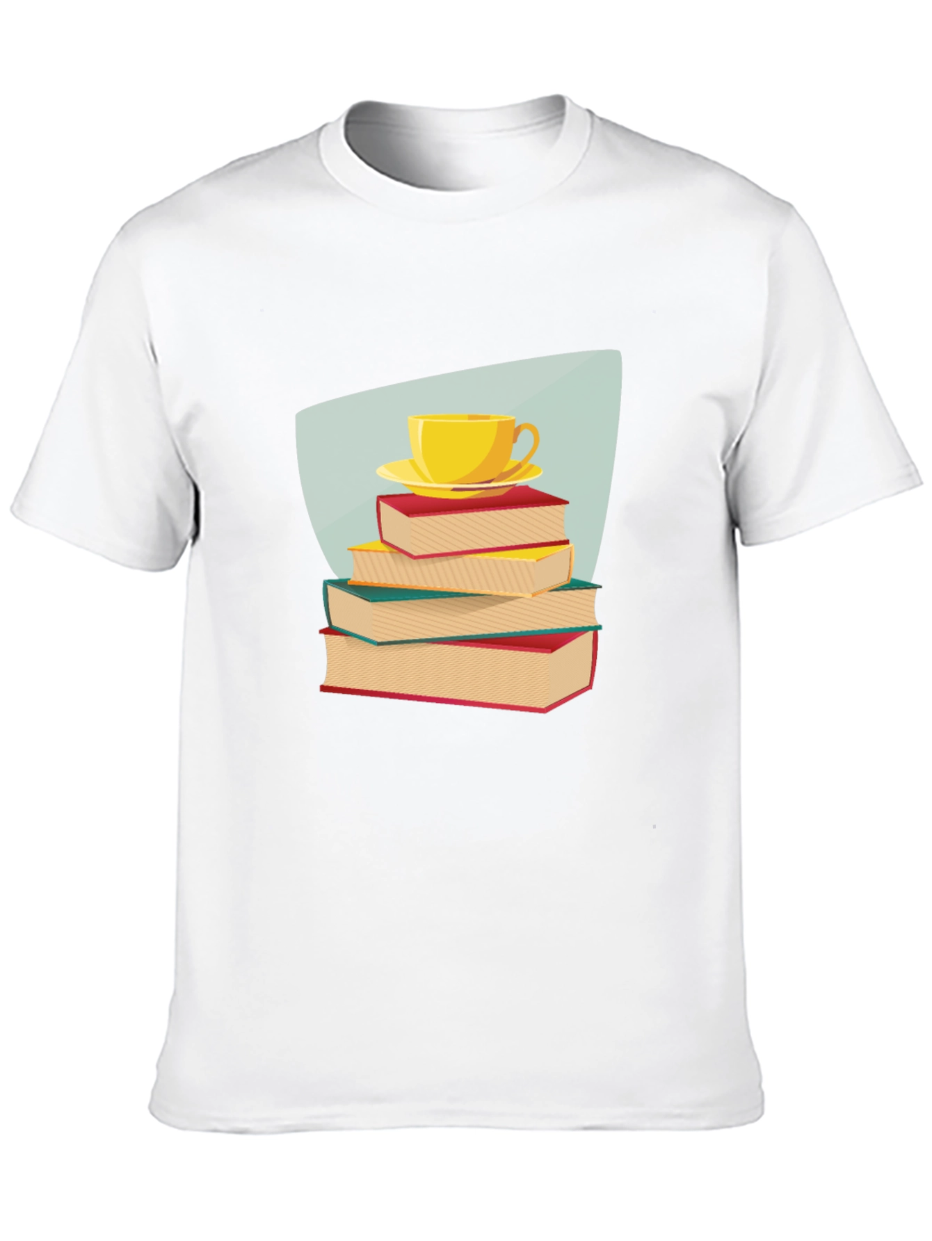 Book Lover T-Shirt - Stacked Books & Tea