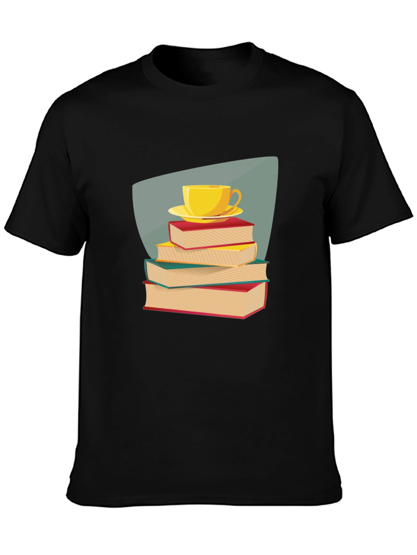 Book Lover T-Shirt - Stacked Books & Tea