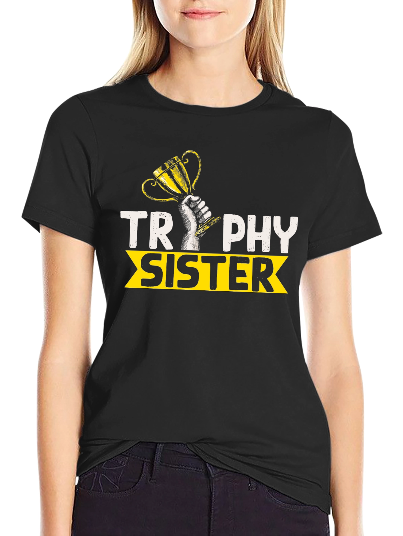 Trophy Sister Graphic Tee - Black Crew Neck