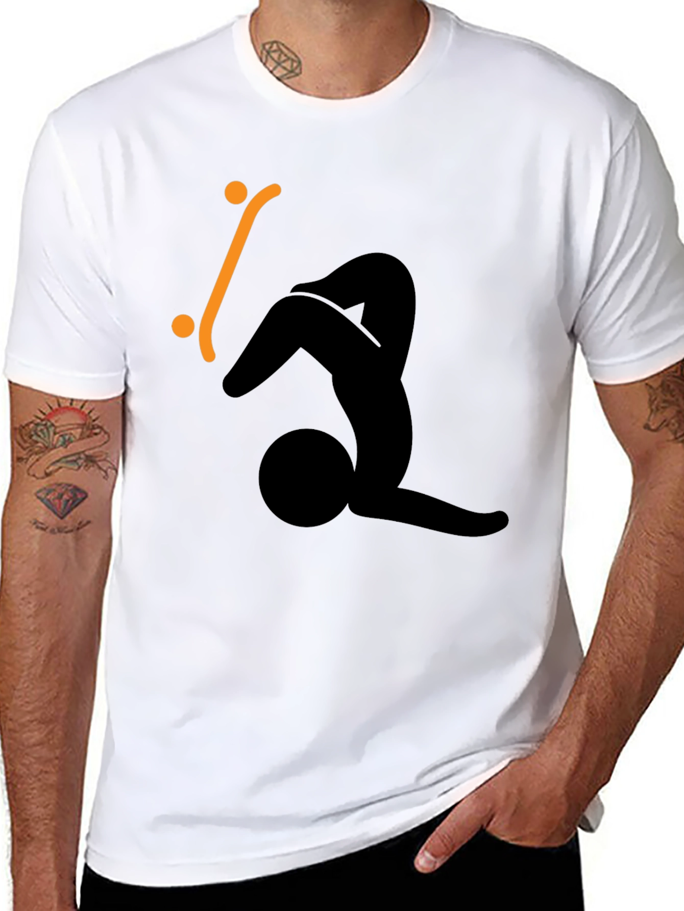 Skateboard Silhouette Graphic Tee - Black