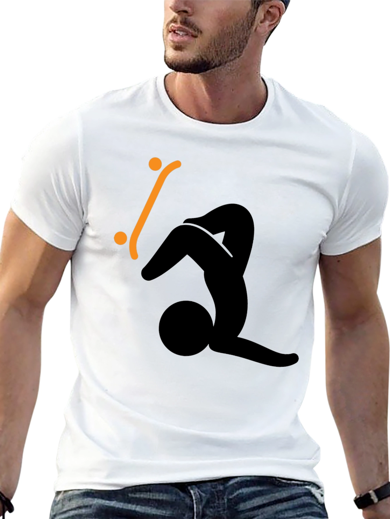 Skateboard Silhouette Graphic Tee - Black