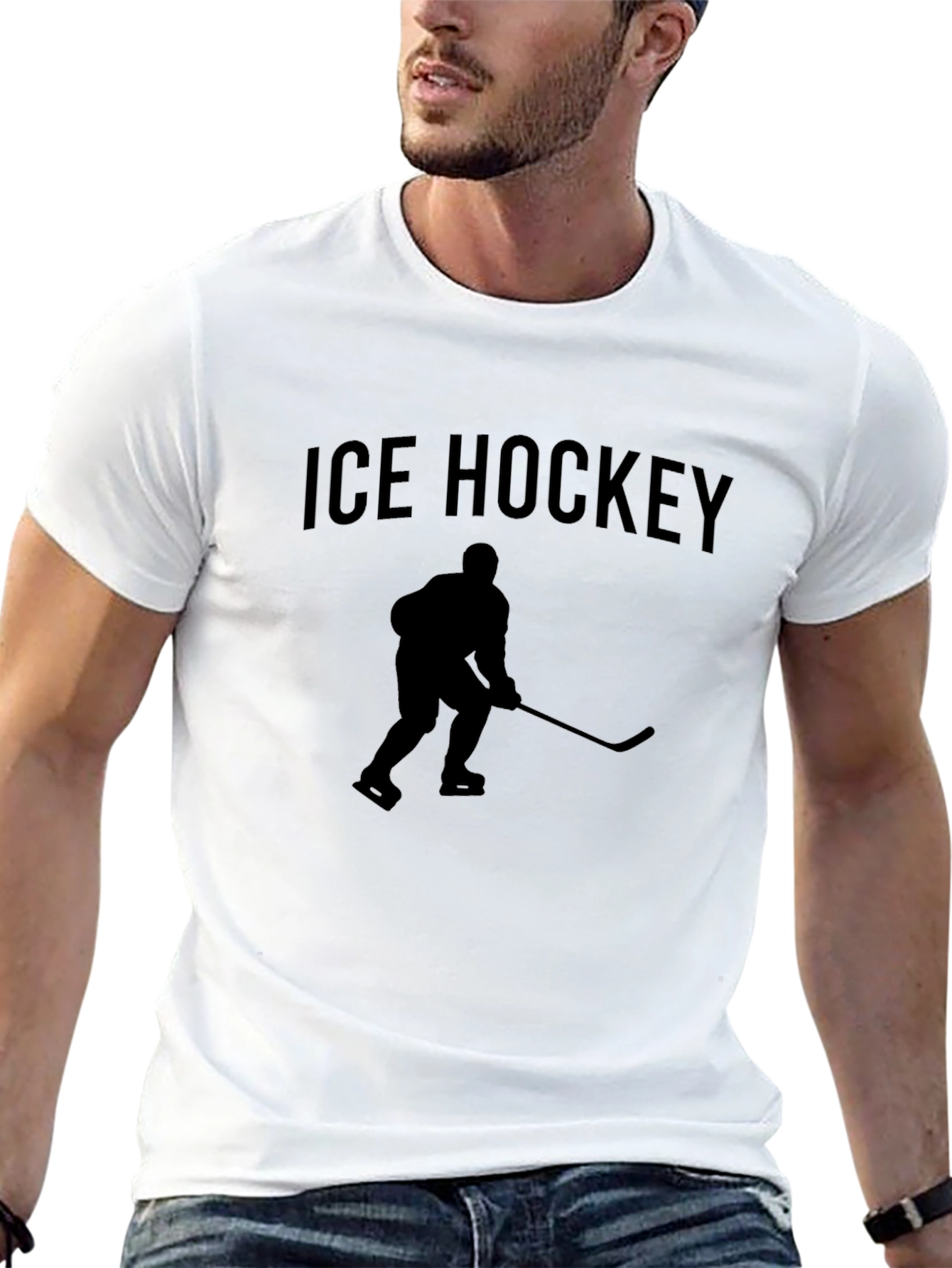Ice Hockey Graphic T-Shirt - Black