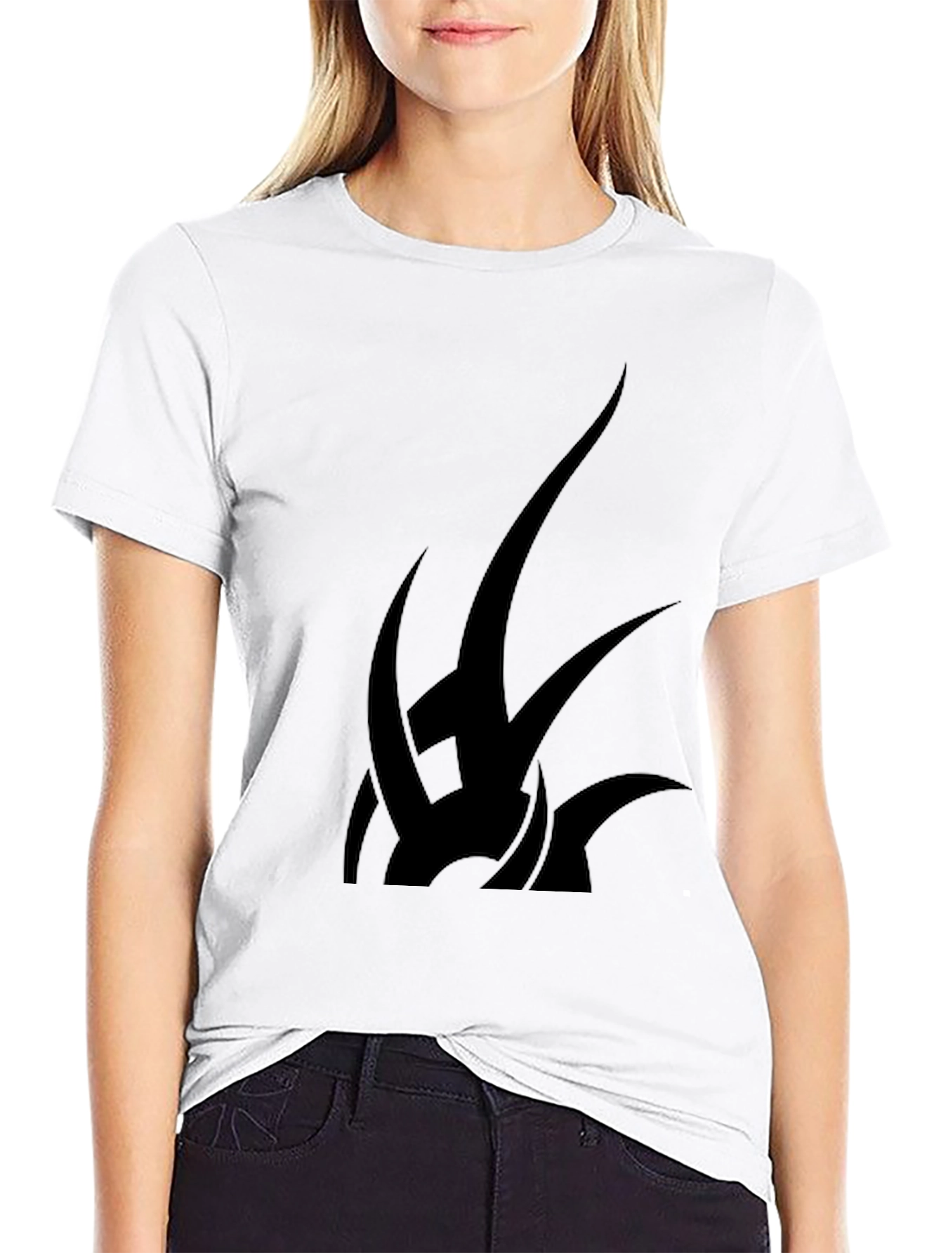 Black T-Shirt with Abstract Tribal Design