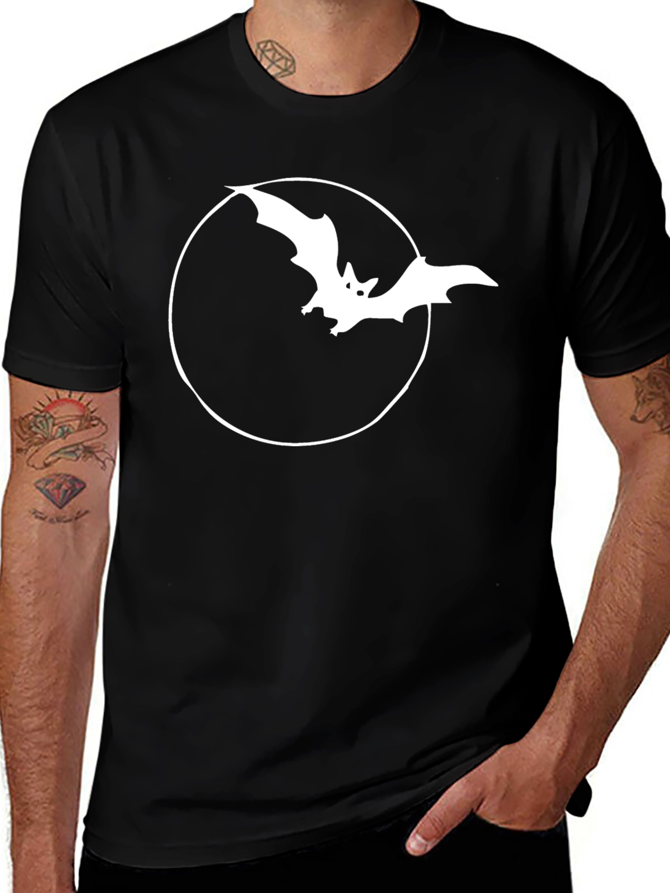 Bat in Circle Graphic T-Shirt