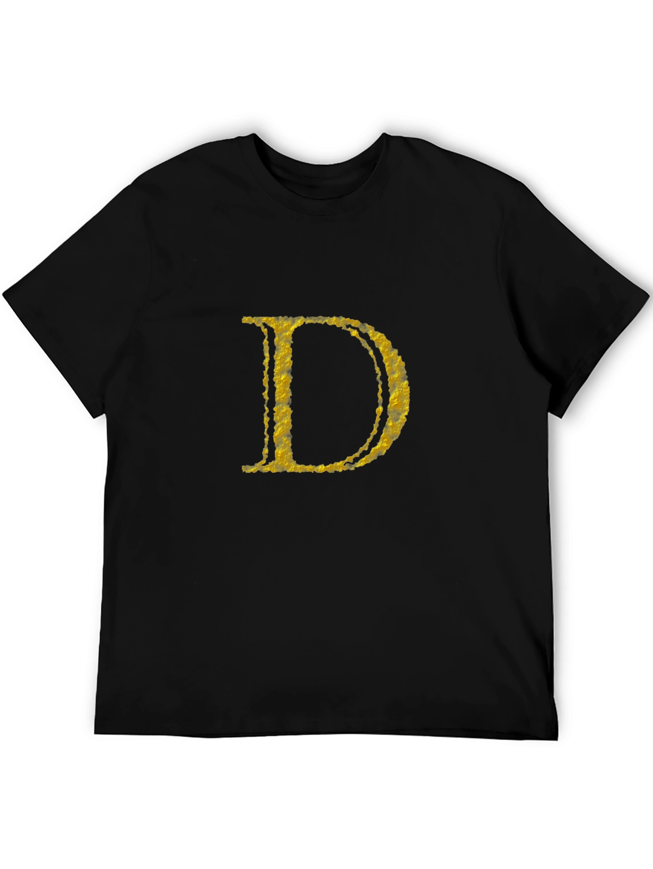 Mens Black T-Shirt with Golden Letter D