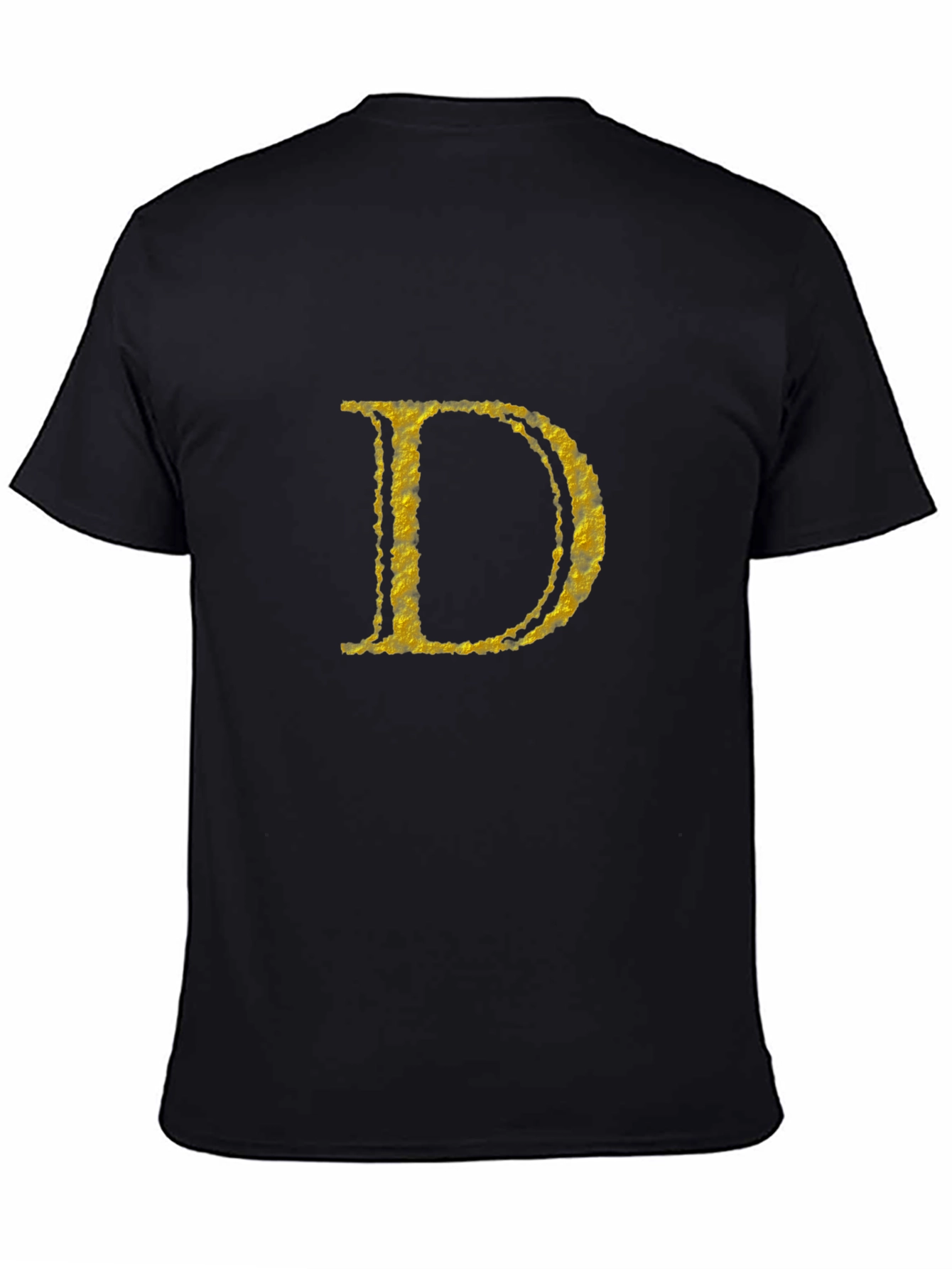 Mens Black T-Shirt with Golden Letter D
