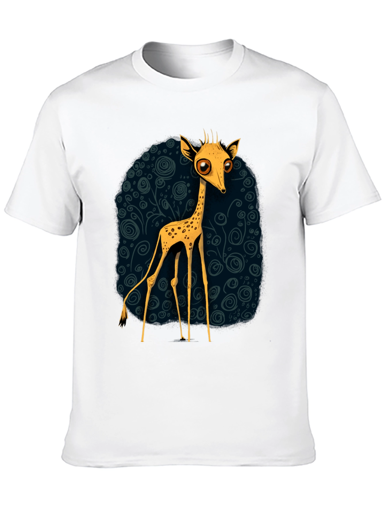 Cartoon Giraffe Graphic Tee - Quirky Black T-Shirt