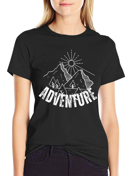 Adventure Graphic Tee - Mountain Scene Black T-Shirt