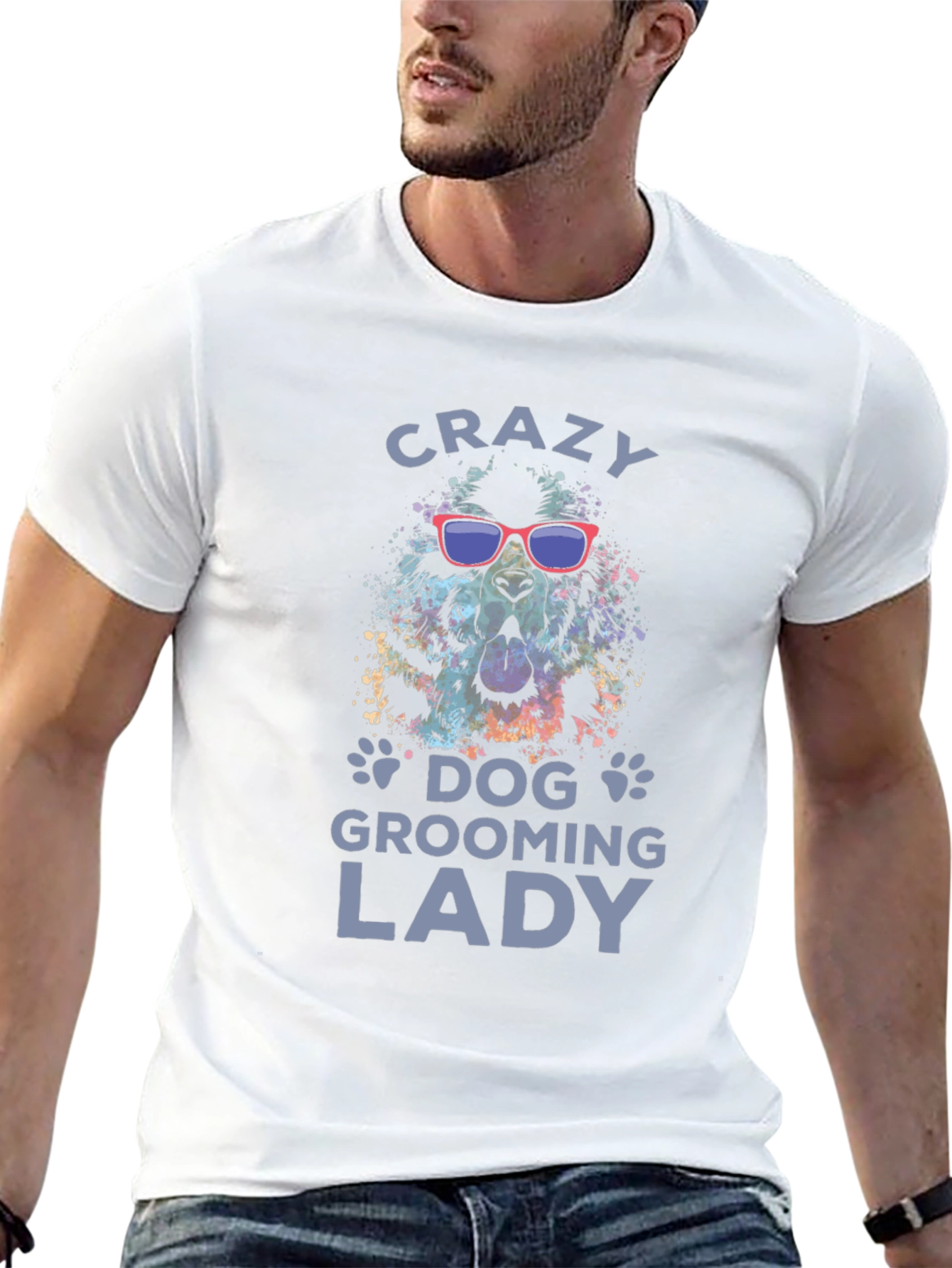 Crazy Dog Grooming Lady T-Shirt - Cool Canine Design