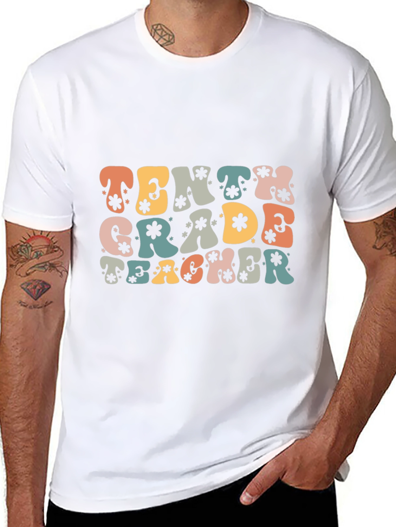 Tenth Grade Teacher Retro Graphic T-Shirt