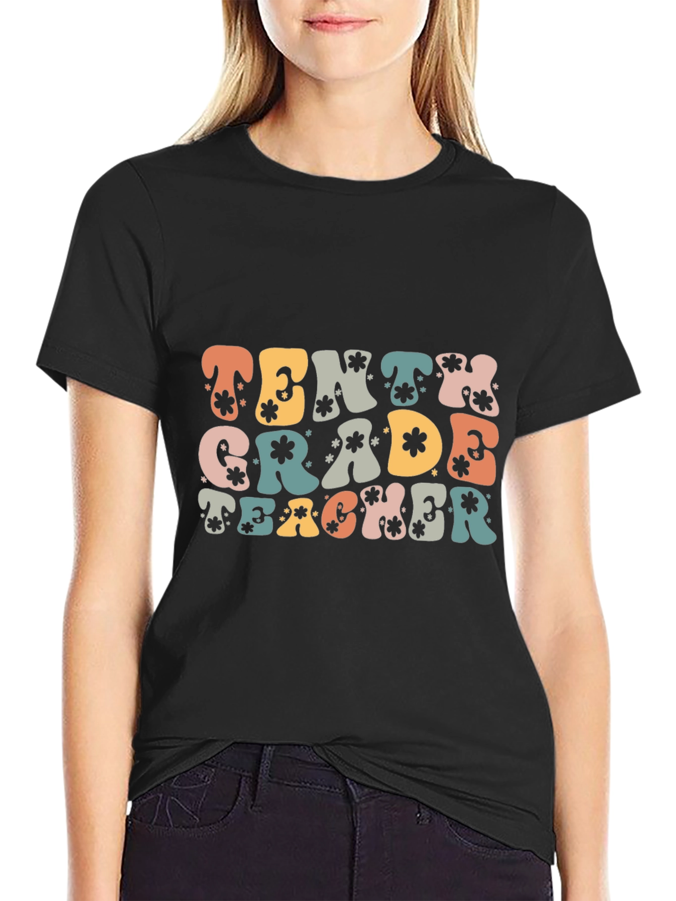 Tenth Grade Teacher Retro Graphic T-Shirt