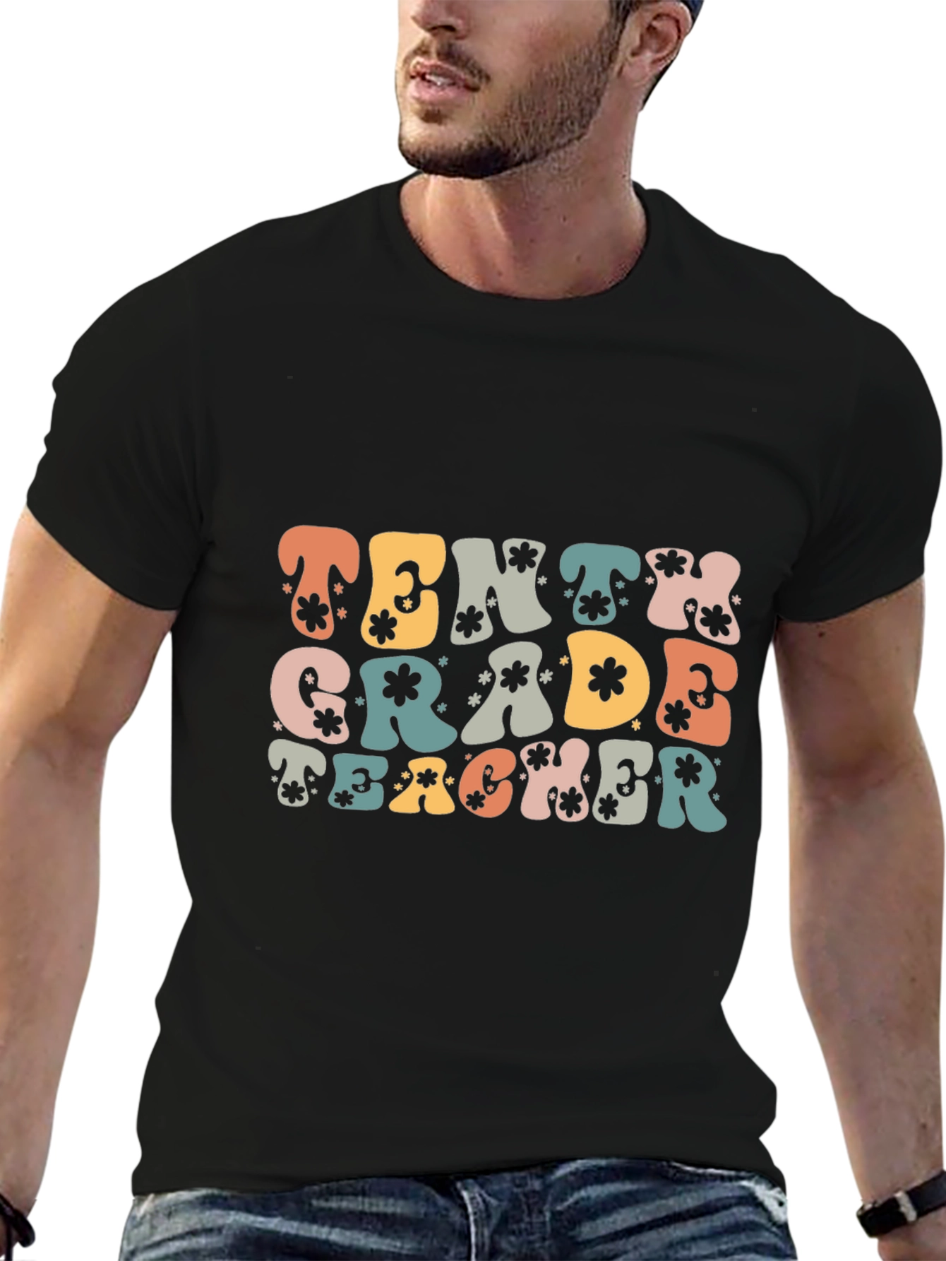 Tenth Grade Teacher Retro Graphic T-Shirt