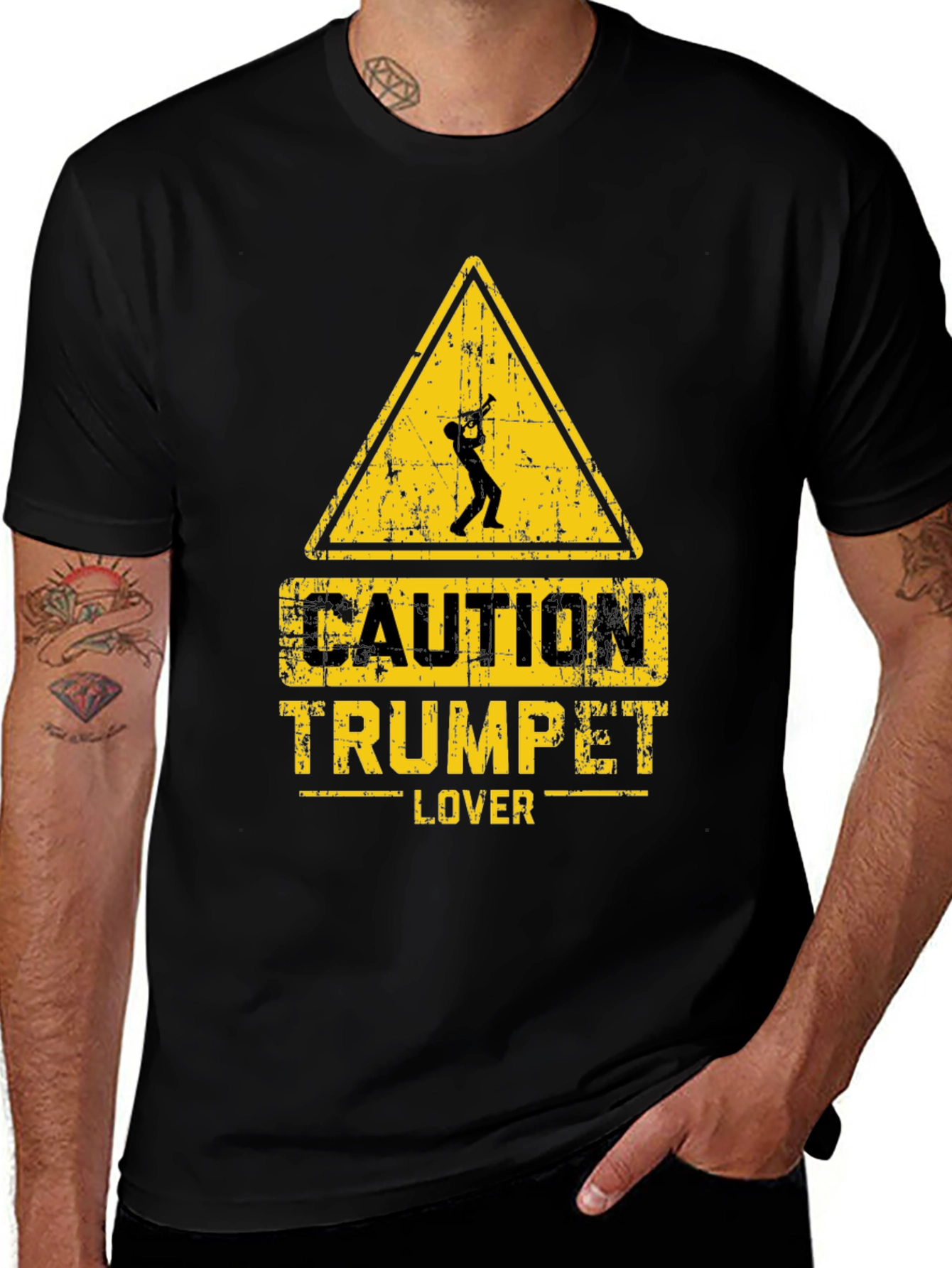 Caution Trumpet Lover Graphic Tee