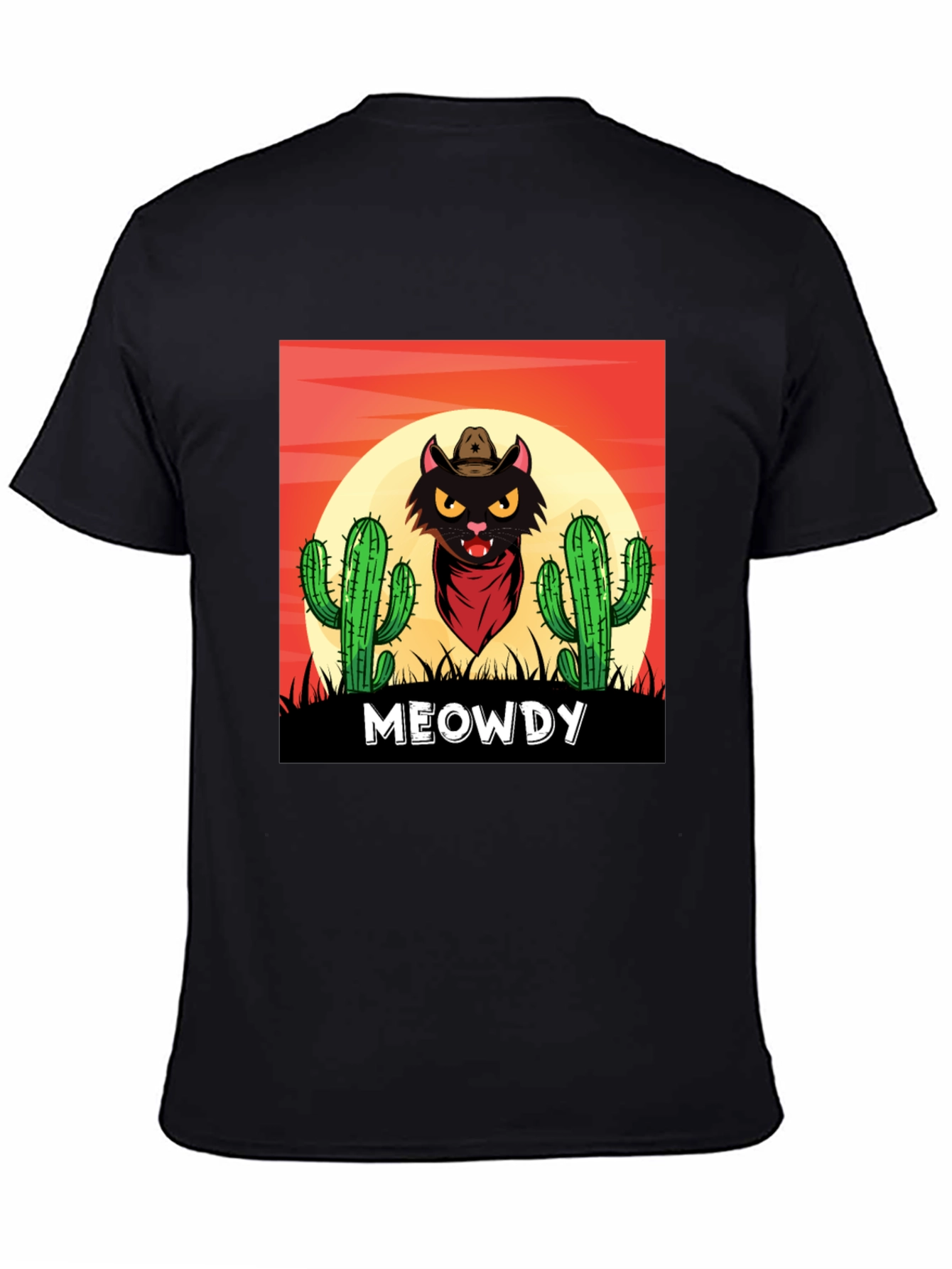 Meowdy Black Cat Cowboy Graphic T-Shirt