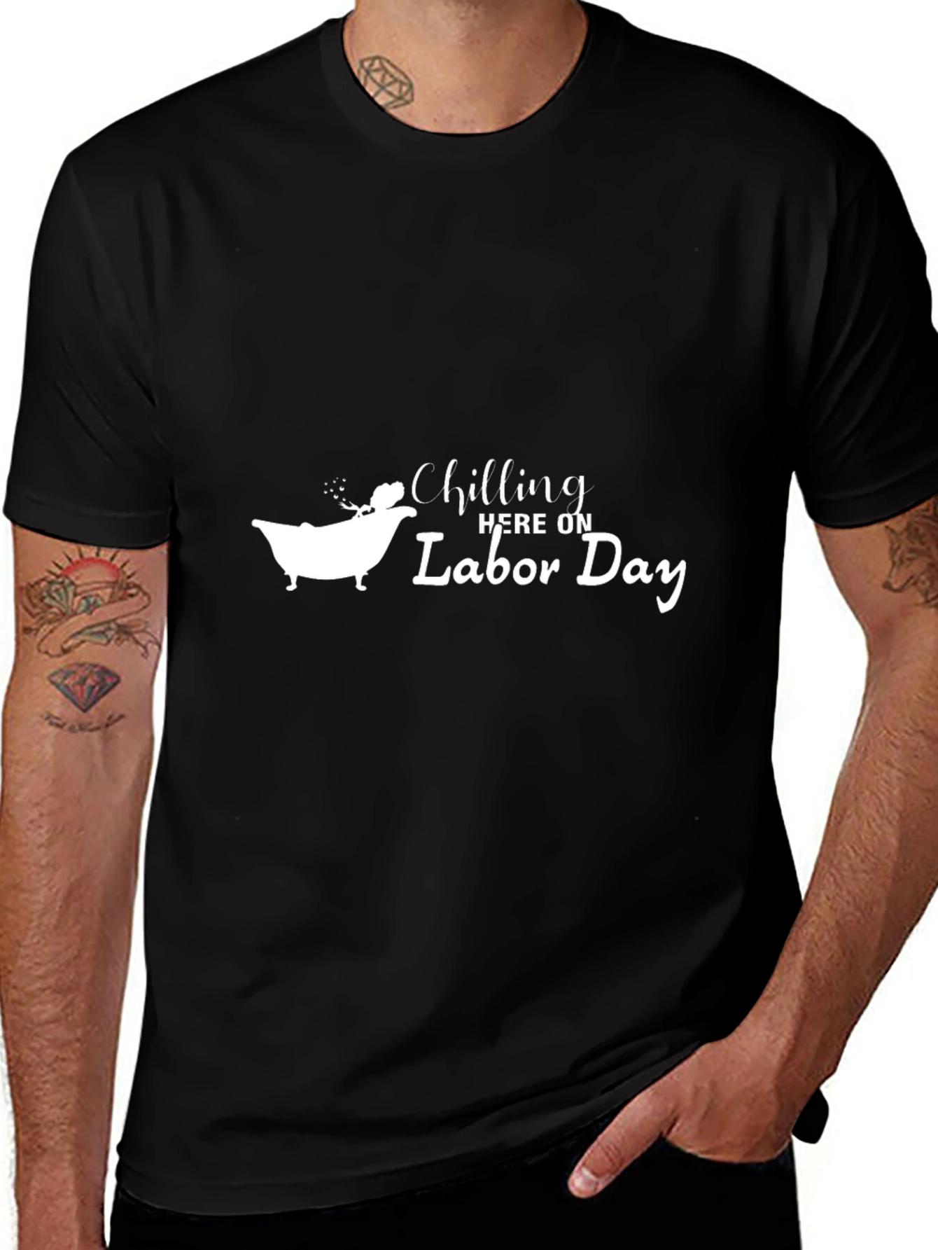 Chilling Here on Labor Day Black T-Shirt