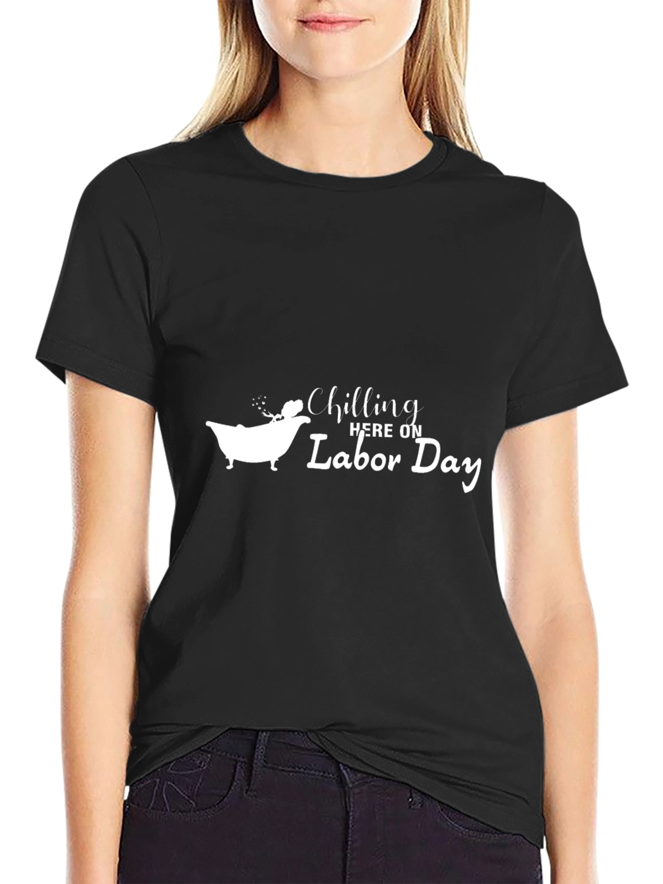 Chilling Here on Labor Day Black T-Shirt