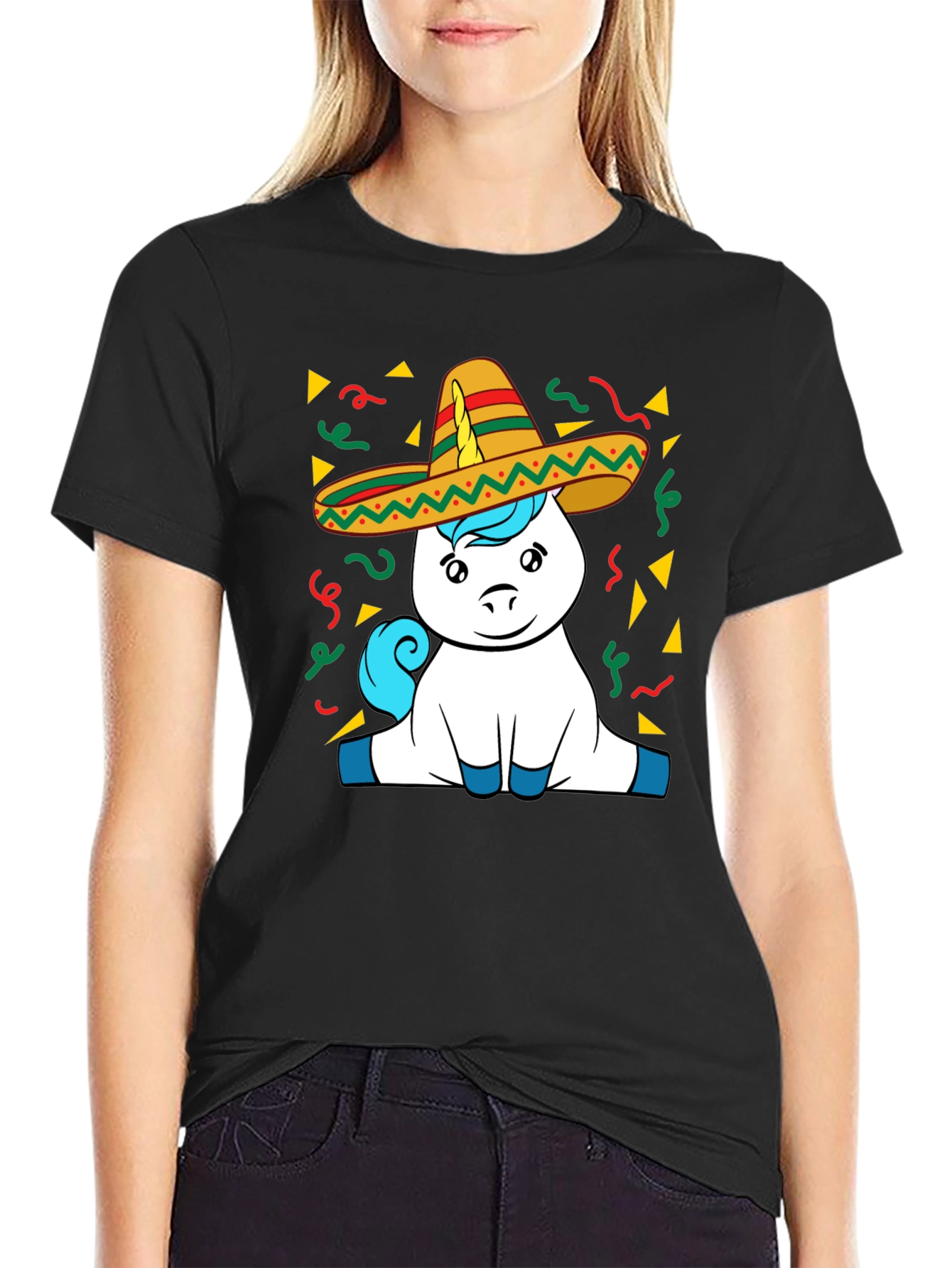 Unicorn Cinco De Mayo Black T-Shirt