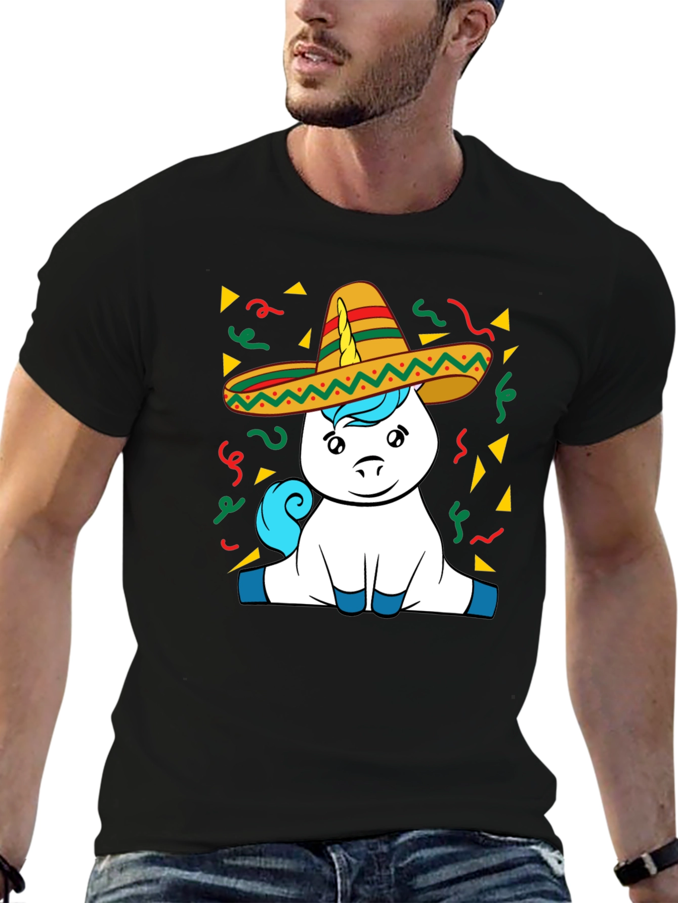 Unicorn Cinco De Mayo Black T-Shirt