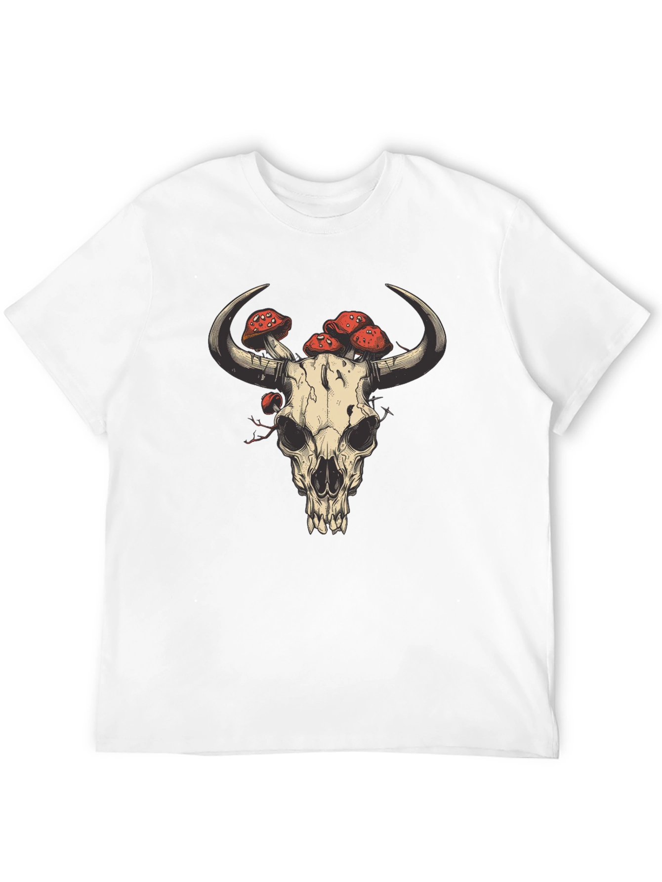 Skull & Mushrooms Graphic Tee - Black