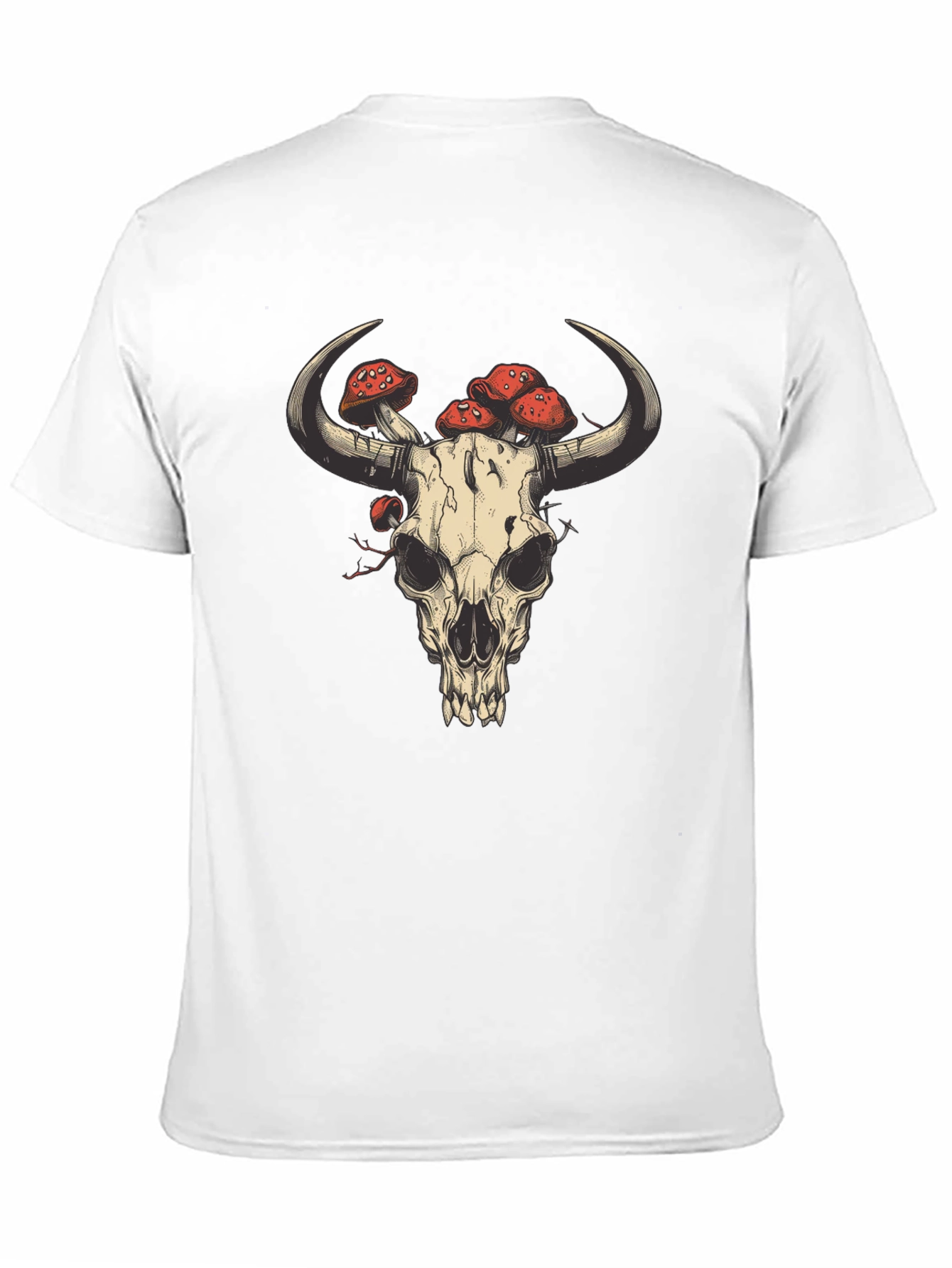 Skull & Mushrooms Graphic Tee - Black