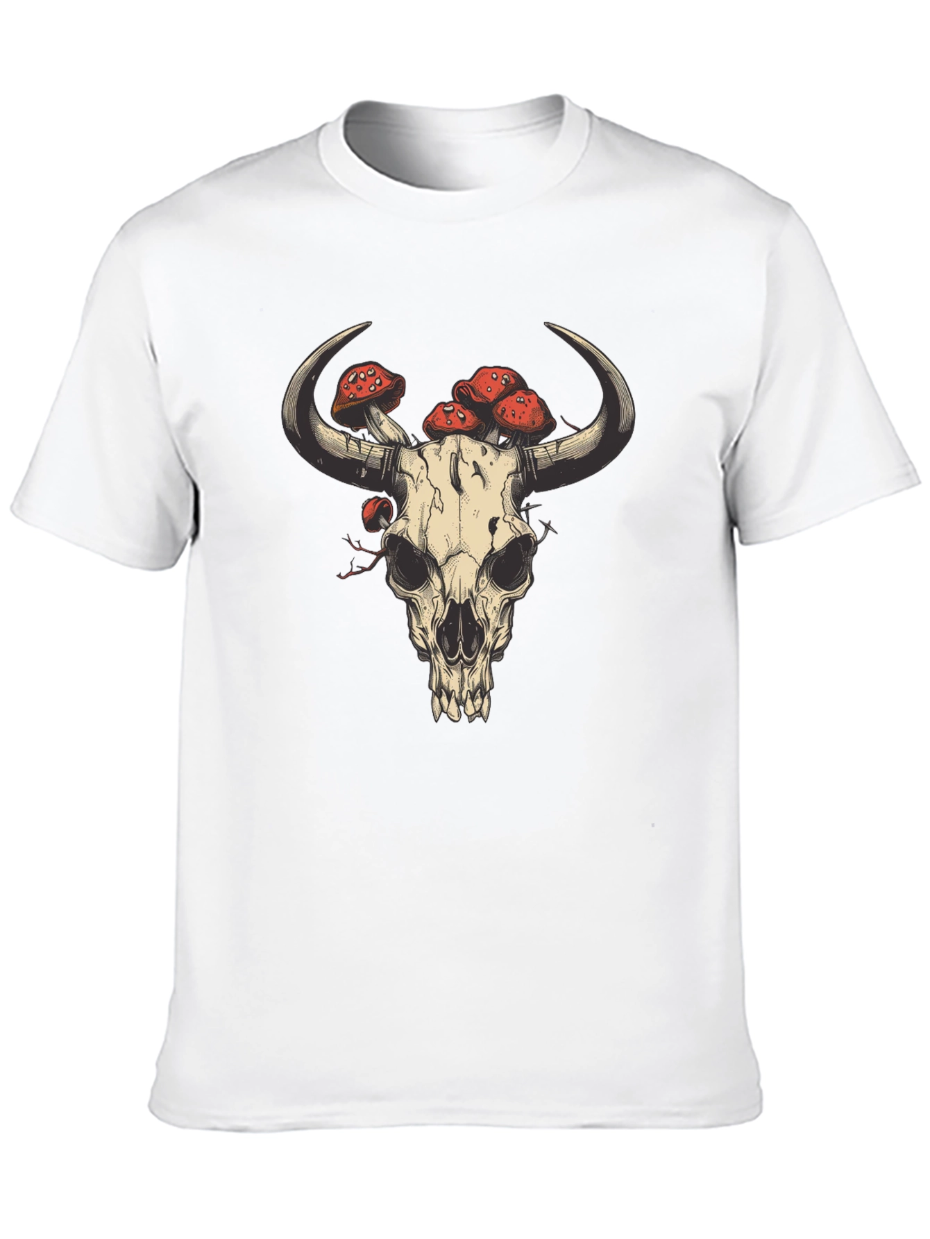 Skull & Mushrooms Graphic Tee - Black