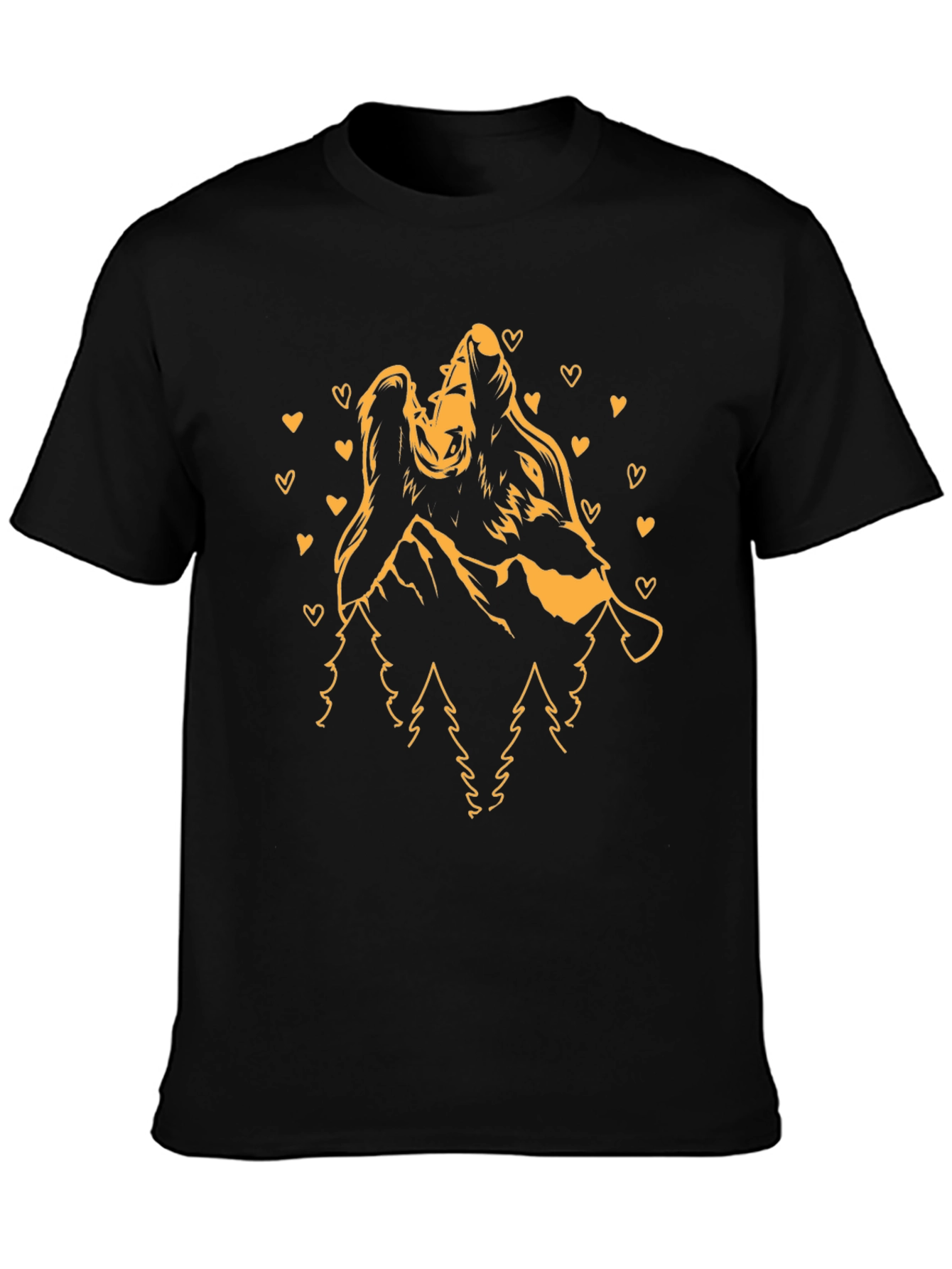 Wolf Couple Love Mountain T-Shirt