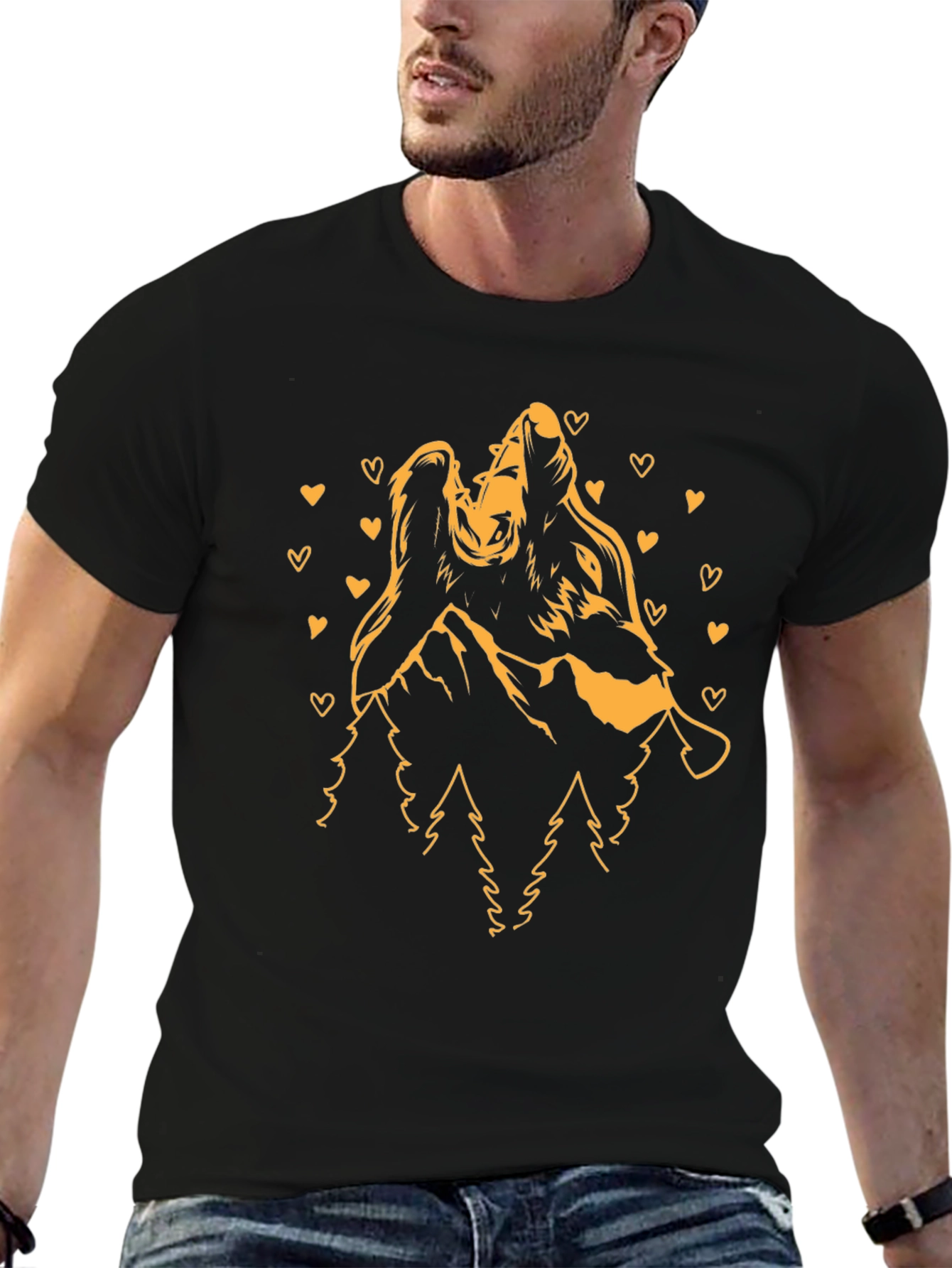 Wolf Couple Love Mountain T-Shirt