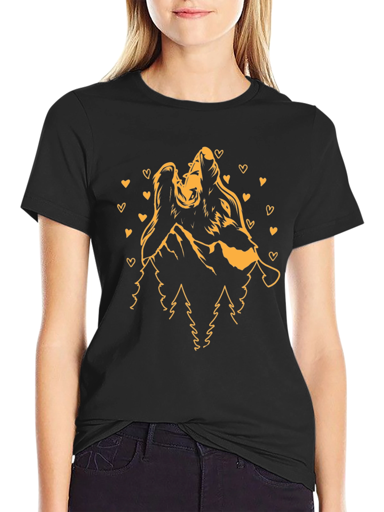 Wolf Couple Love Mountain T-Shirt