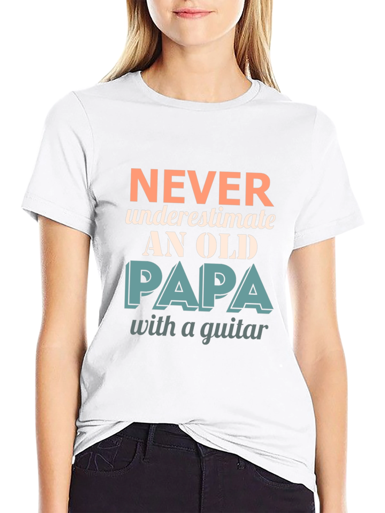 Never Underestimate Old Papa with a Guitar T-Shirt