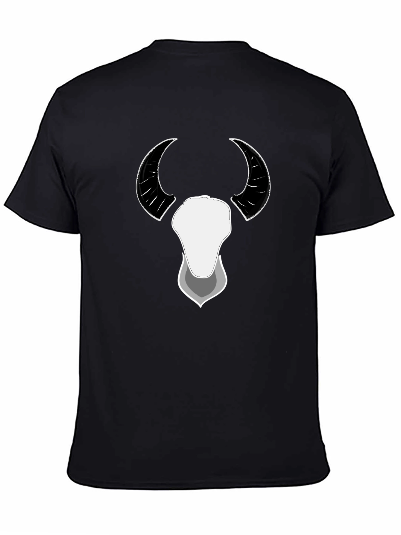 Bull Horns Graphic Print Black Tee
