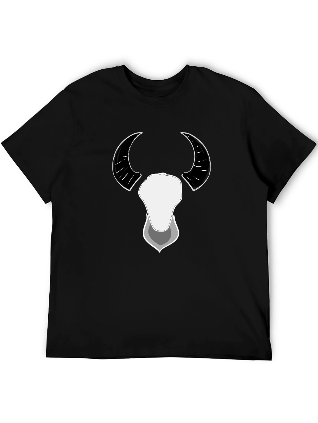 Bull Horns Graphic Print Black Tee