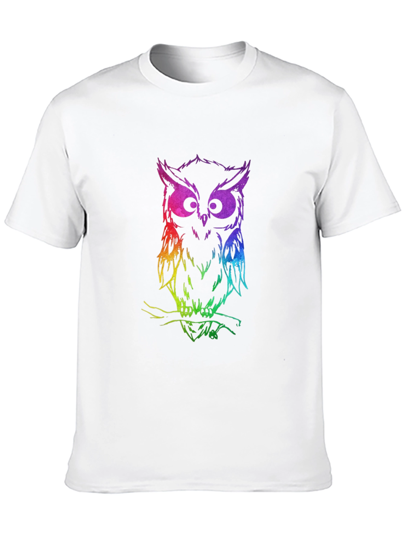 Rainbow Owl Graphic Black T-Shirt