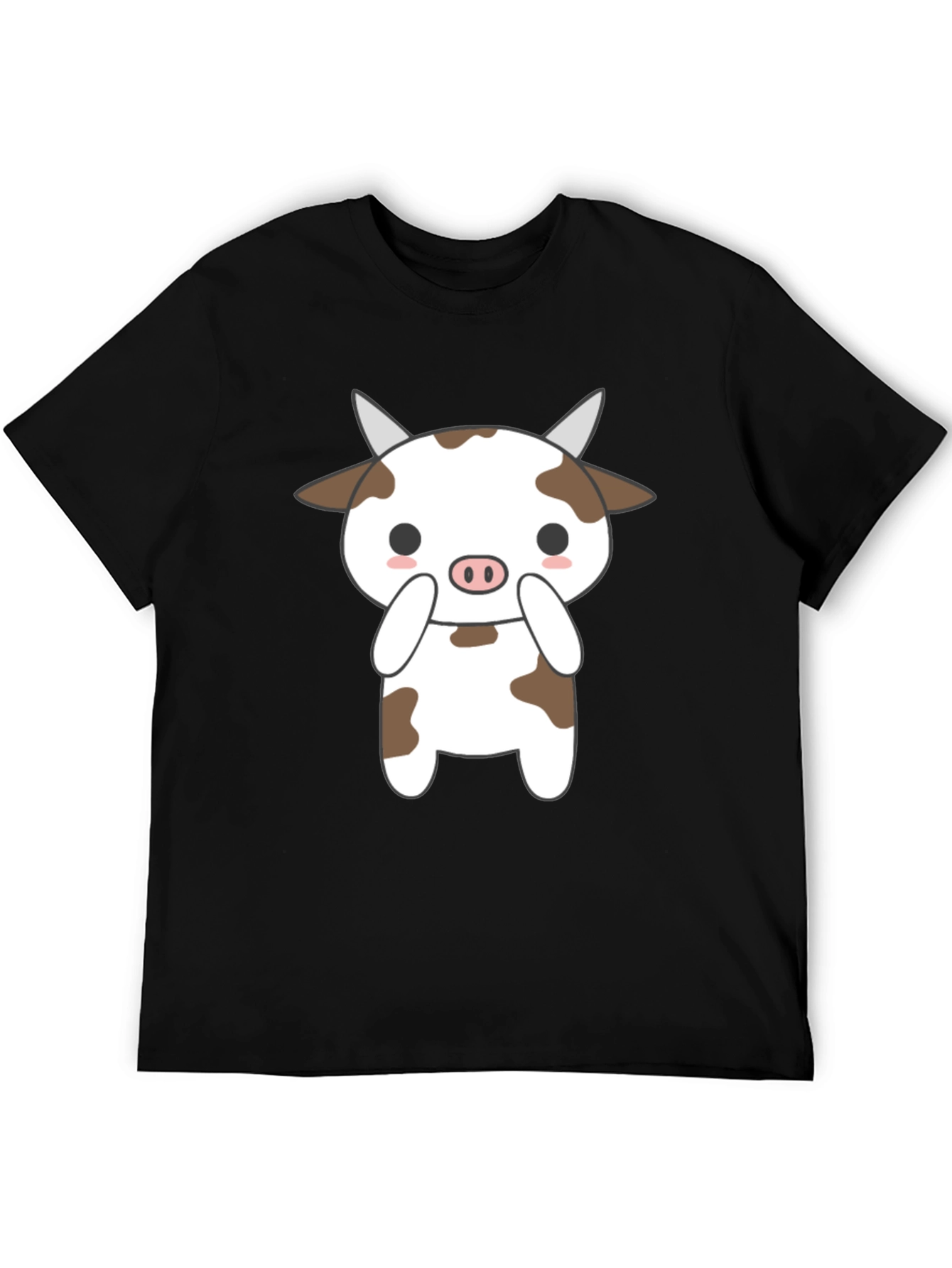 Cute Cow Graphic Black T-Shirt