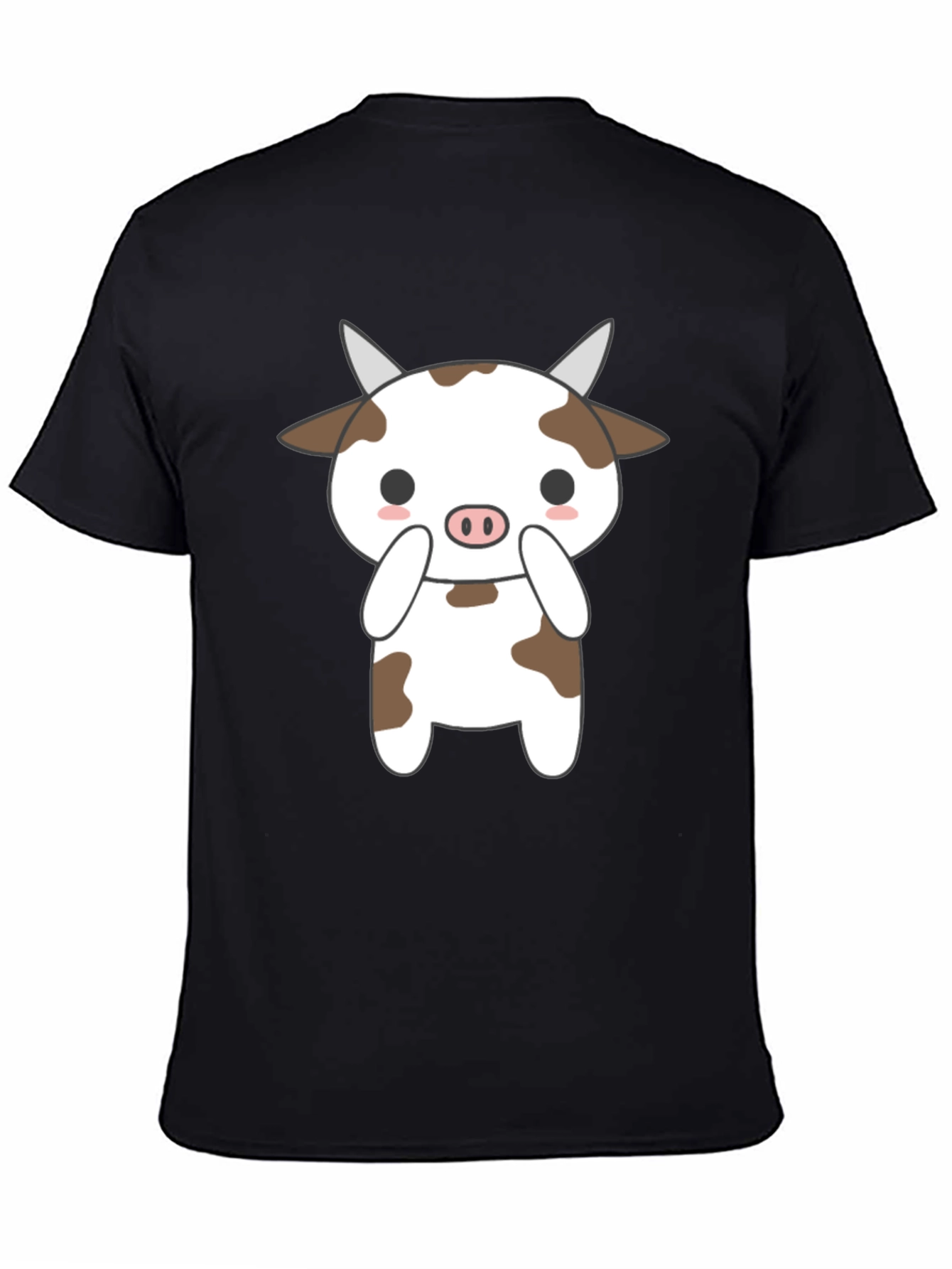 Cute Cow Graphic Black T-Shirt