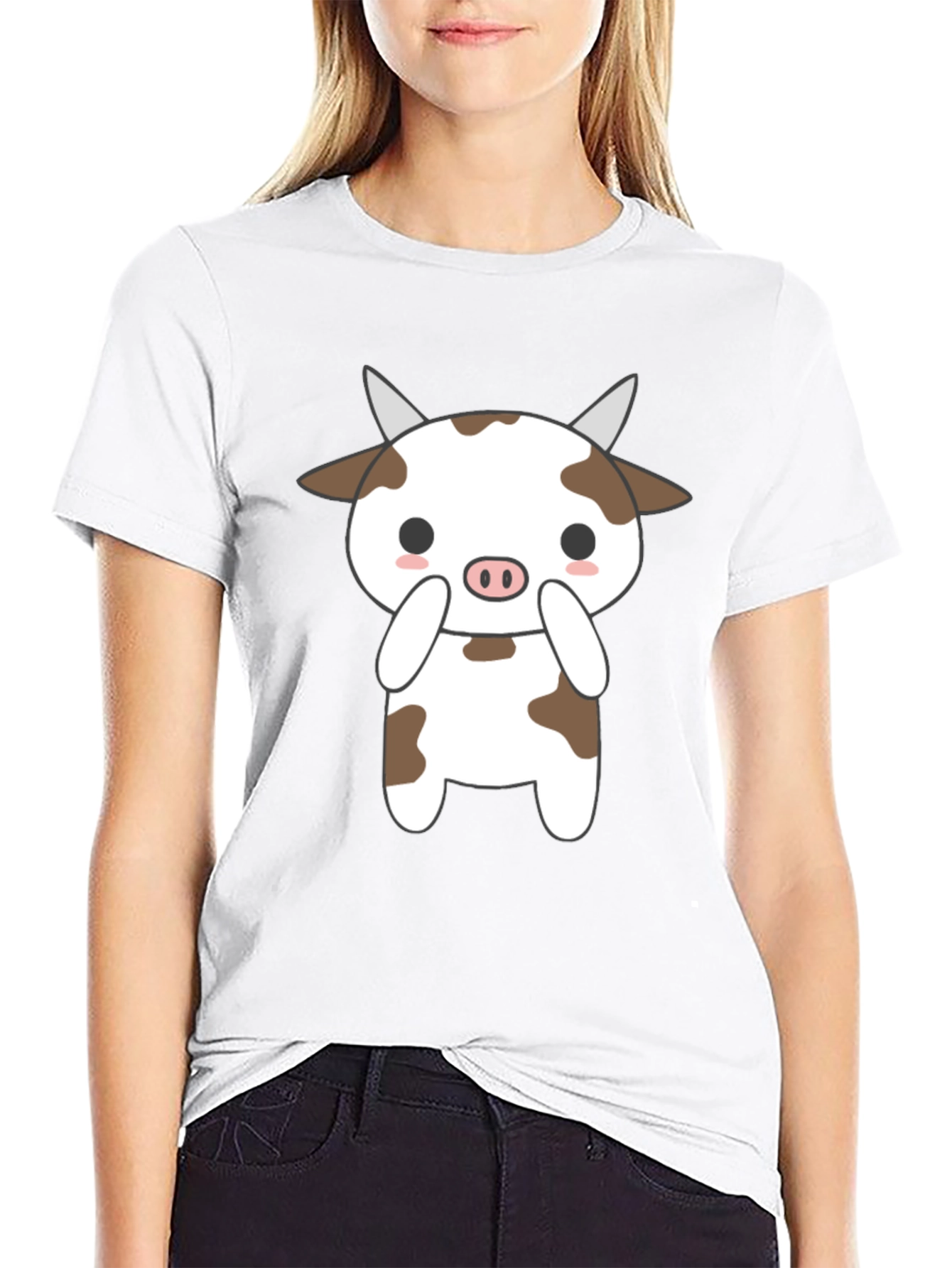 Cute Cow Graphic Black T-Shirt