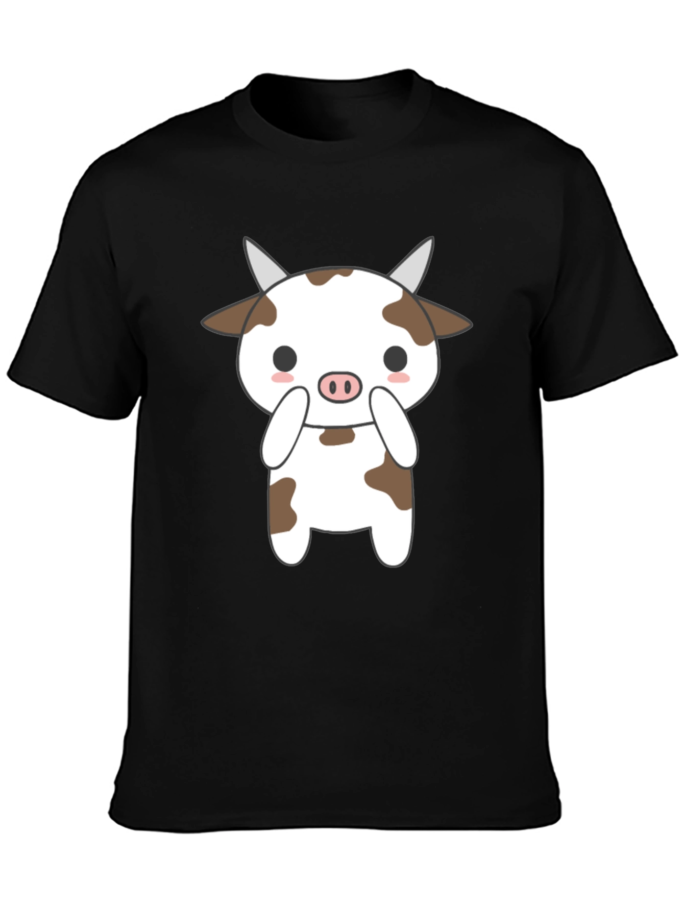 Cute Cow Graphic Black T-Shirt