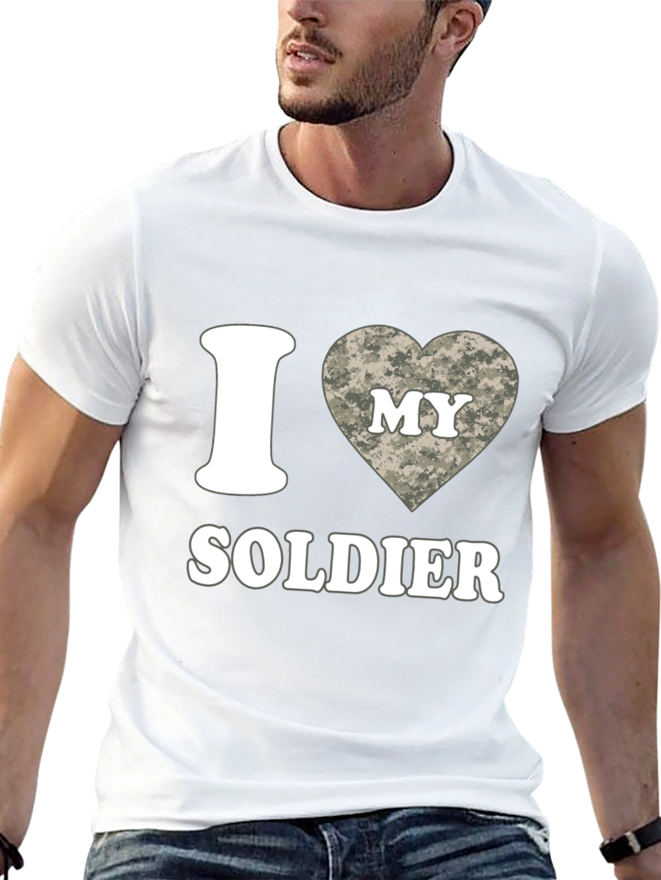 I Love My Soldier Black T-Shirt Military Pride