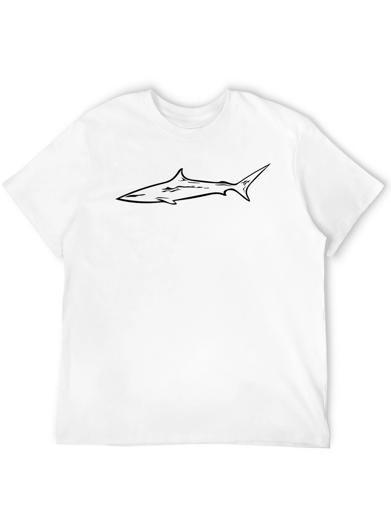 Shark Graphic Tee - Black Cotton Crew Neck