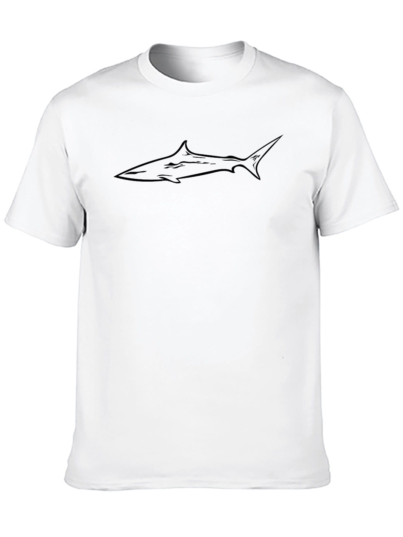 Shark Graphic Tee - Black Cotton Crew Neck