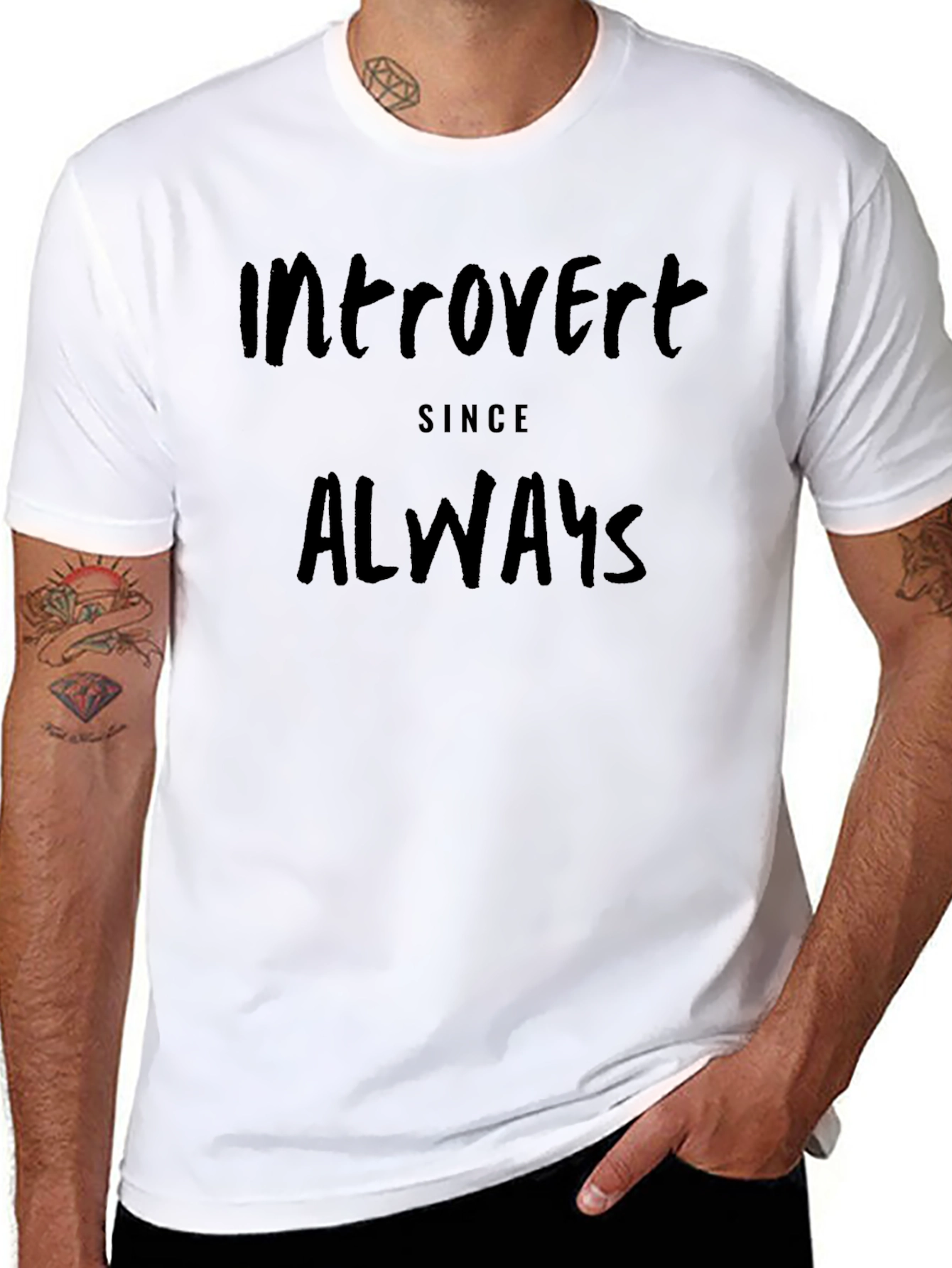 Introvert Since Always Graphic Tee - Black Casual T-Shirt