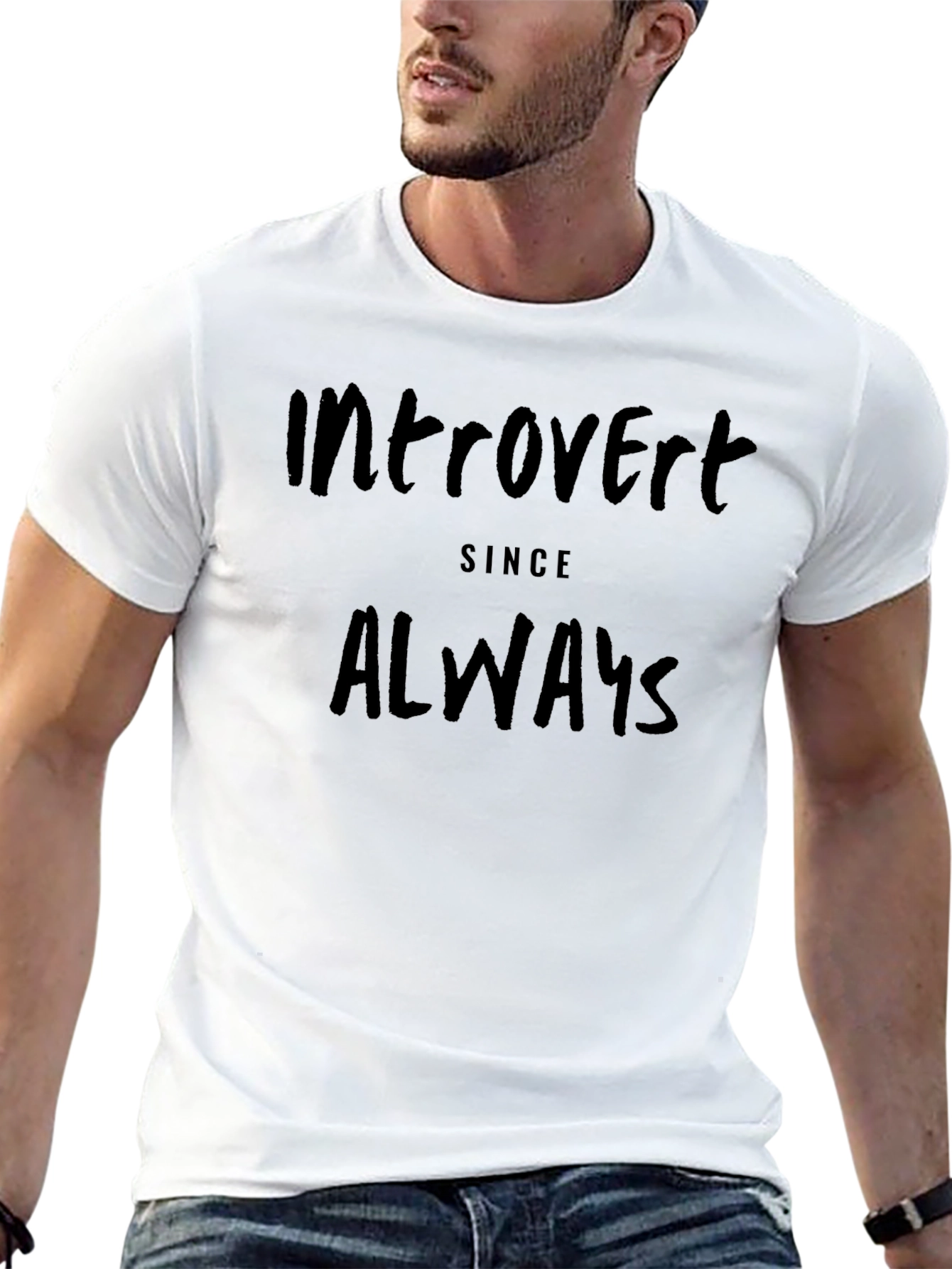 Introvert Since Always Graphic Tee - Black Casual T-Shirt