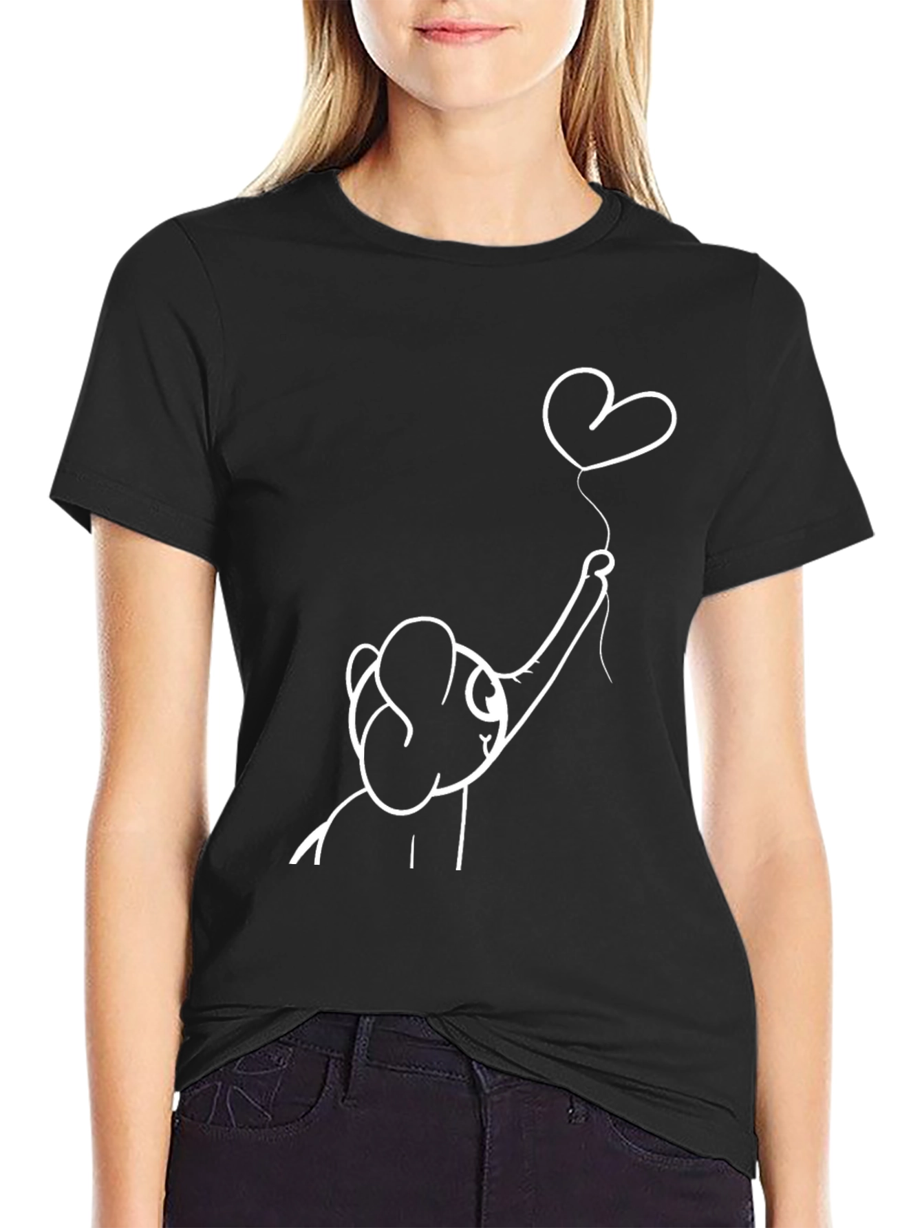 Elephant Heart Balloon Black Graphic Tee