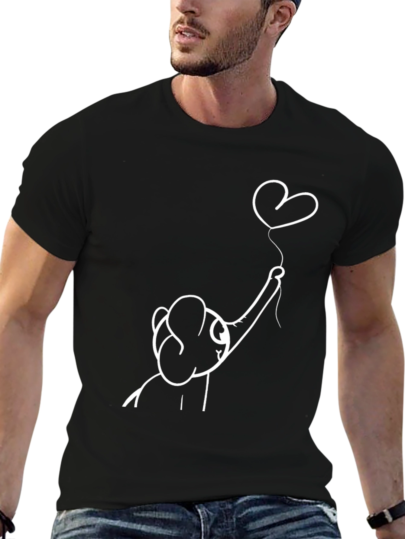 Elephant Heart Balloon Black Graphic Tee