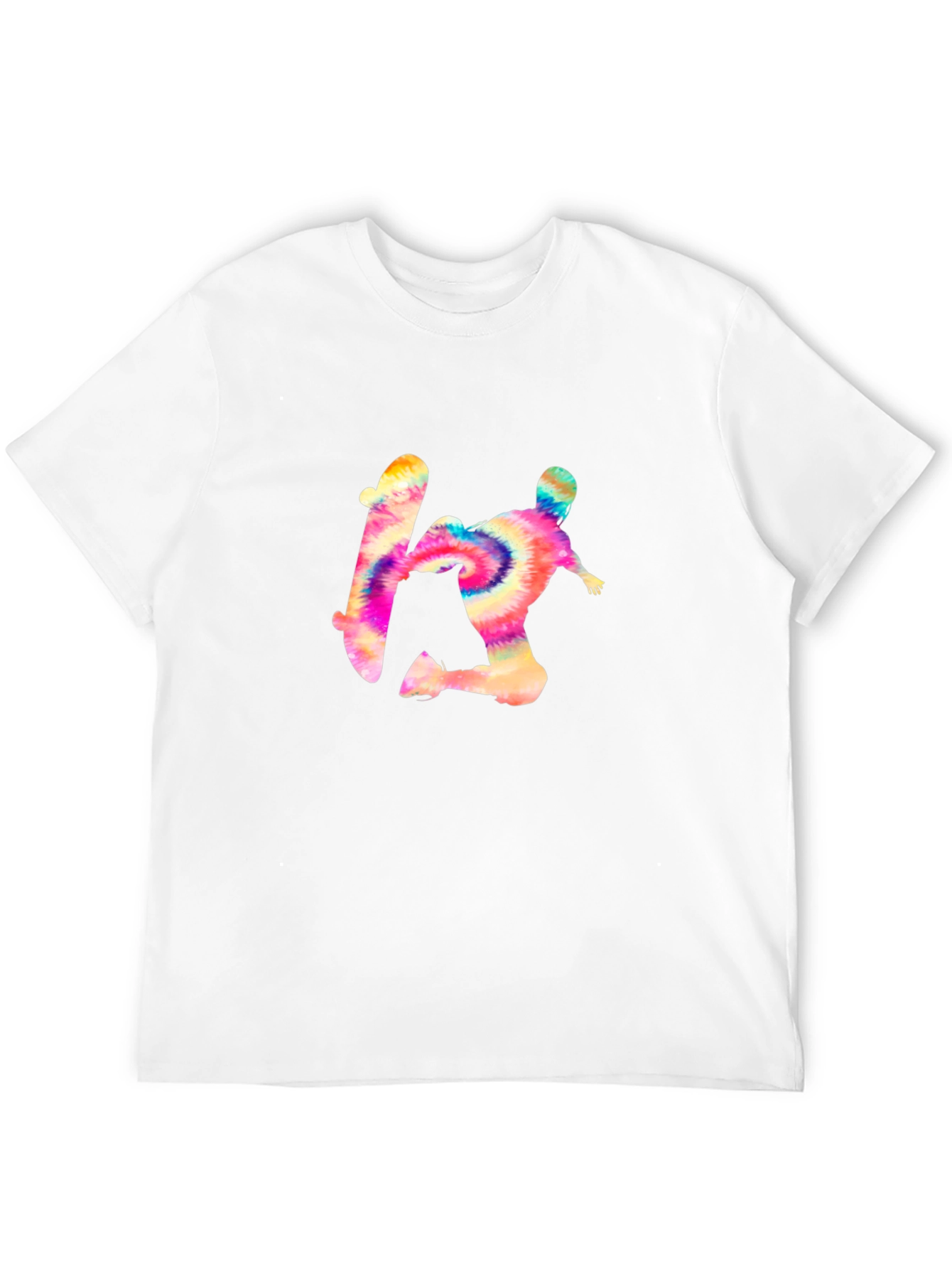 Tie-Dye Skateboarder Graphic Black Tee