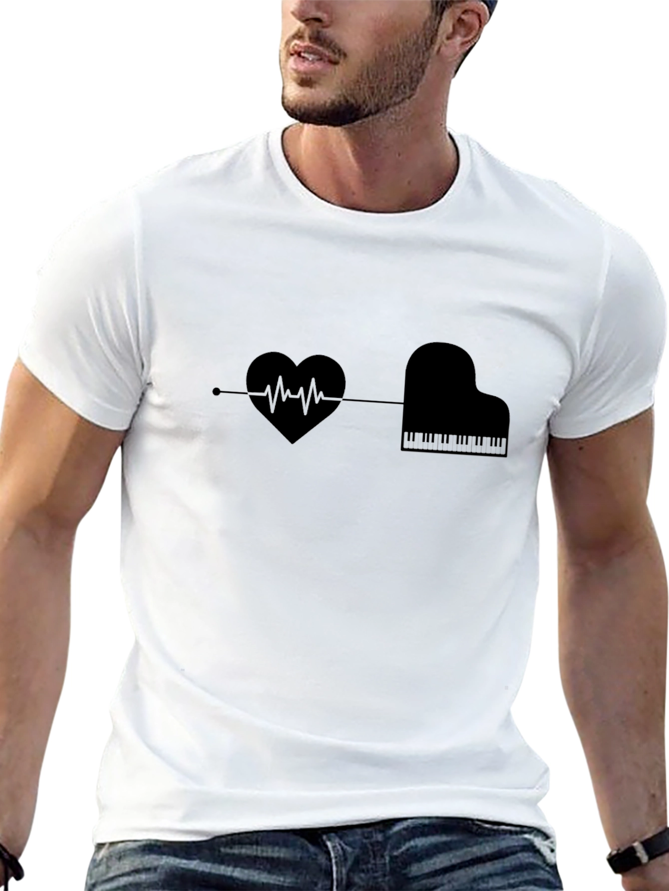 Heartbeat Piano T-Shirt - Music Lover Tee