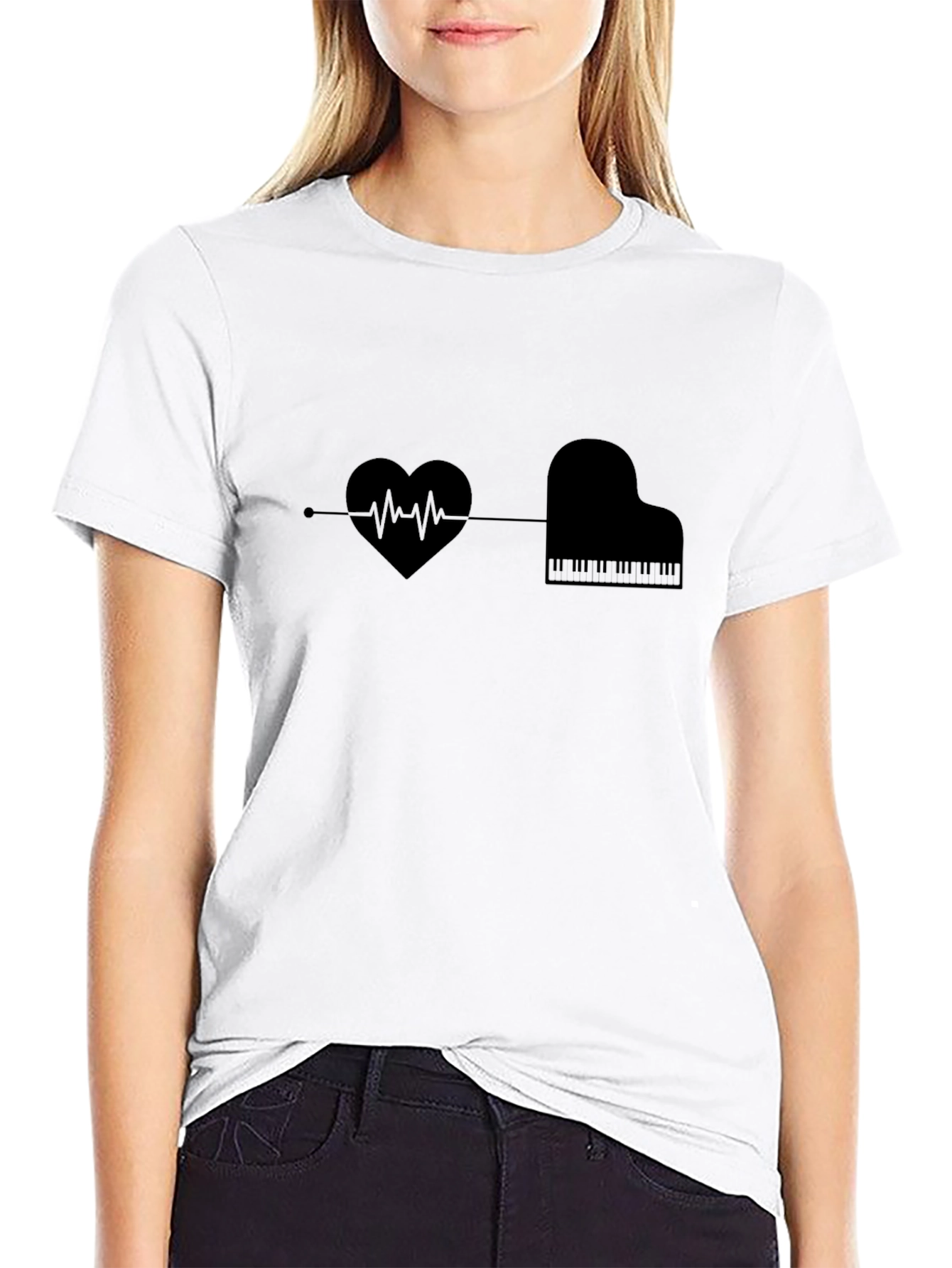 Heartbeat Piano T-Shirt - Music Lover Tee