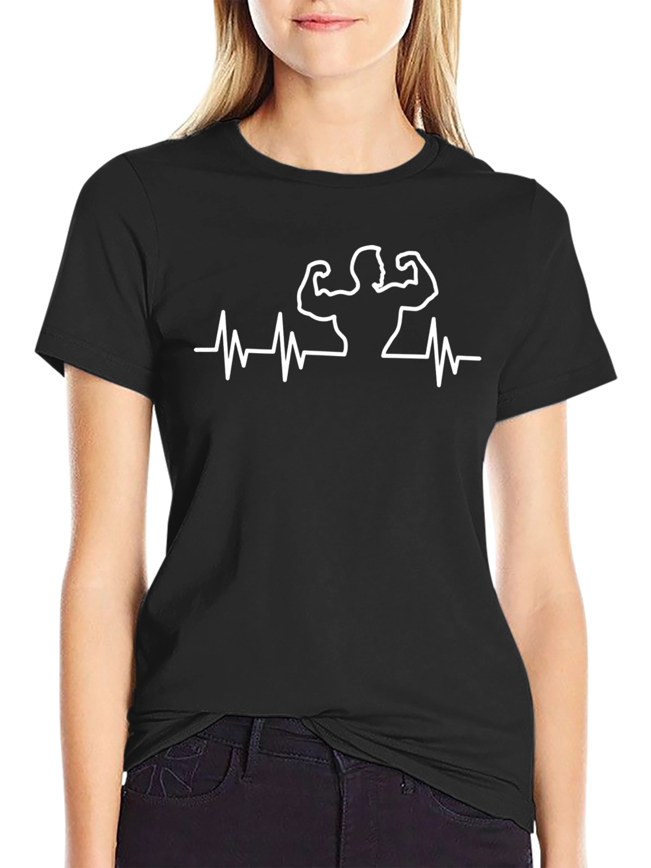 Muscle Heartbeat Graphic Tee - Black Cotton T-Shirt