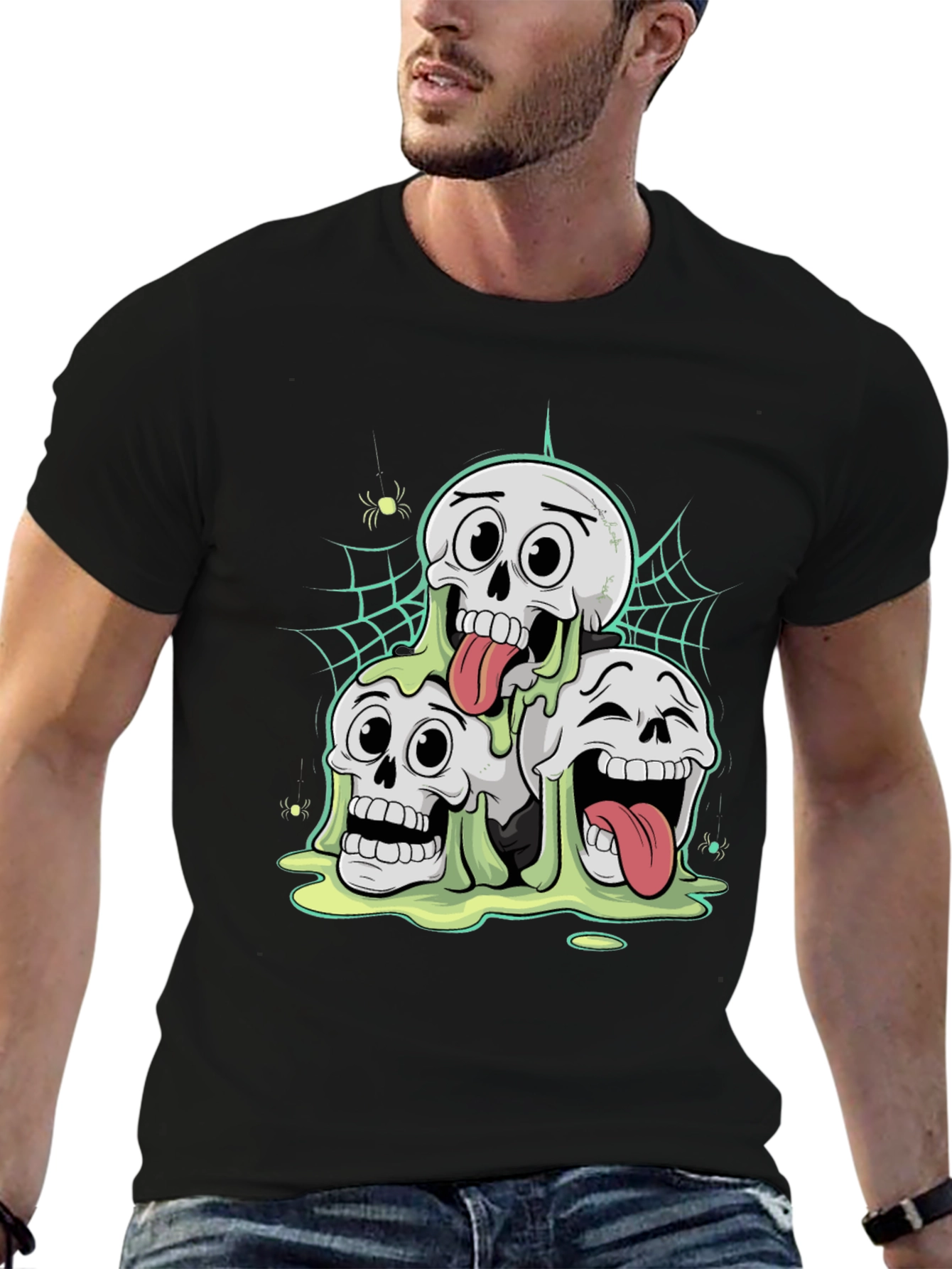 Skull Pile Graphic T-Shirt - Spooky Fun!